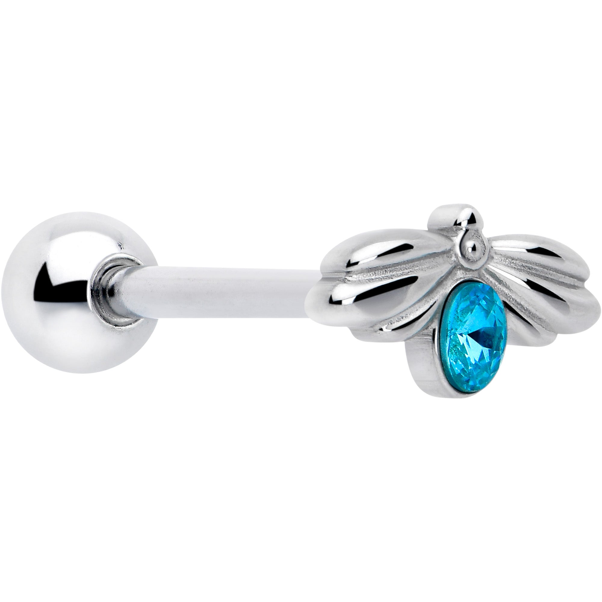 Blue gem bee barbell tongue ring with cute design