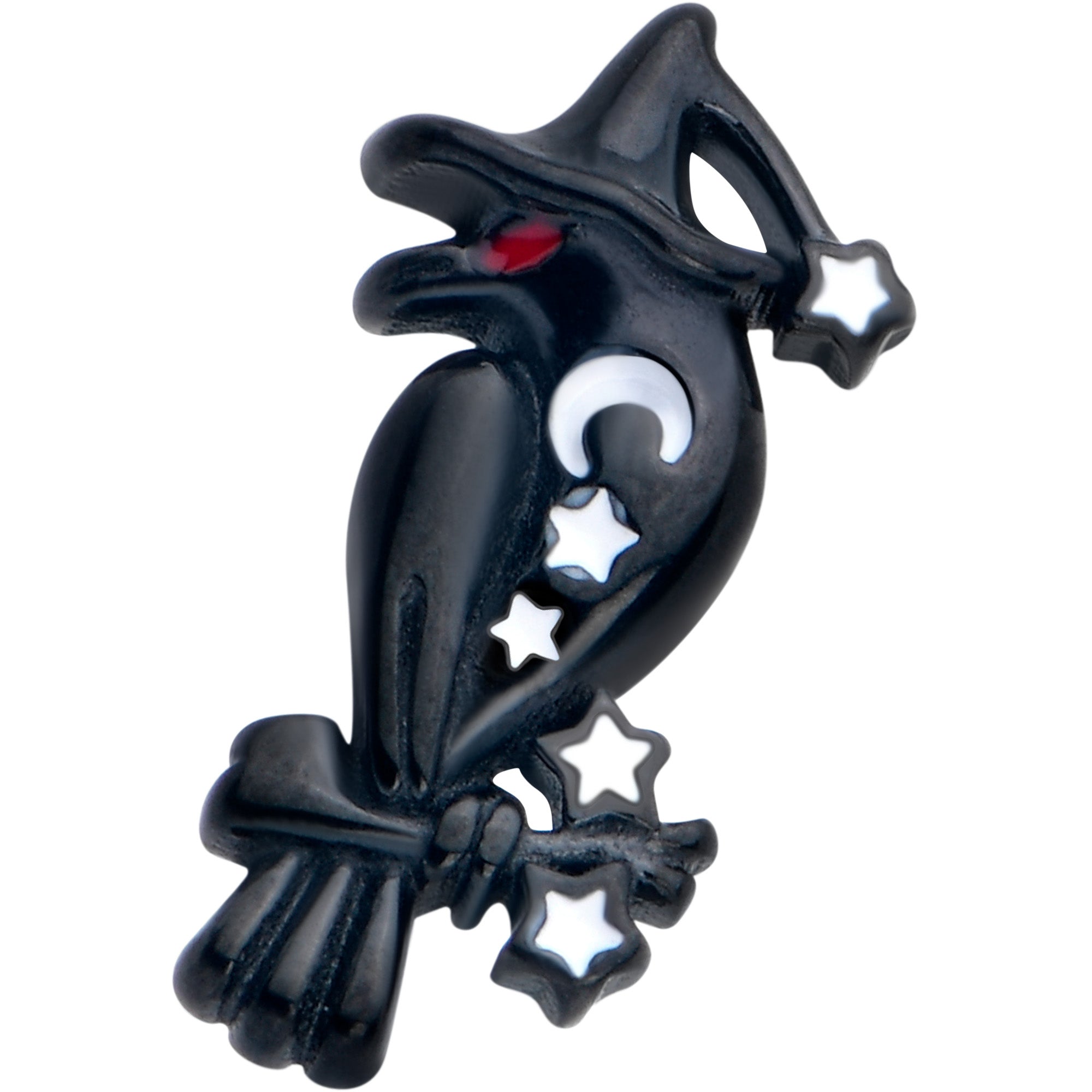 Unique barbell tongue ring featuring a black raven motif