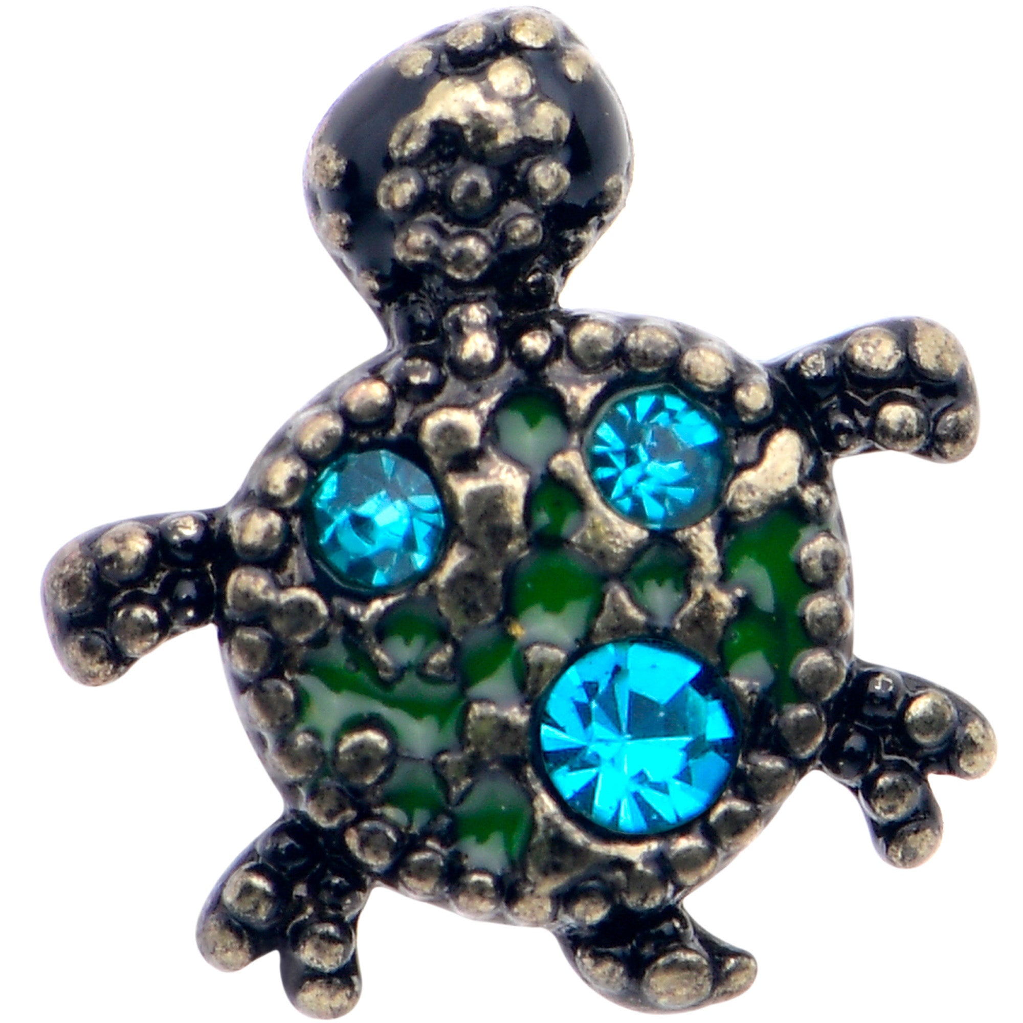 20 Gauge 7mm Blue Gem Sweet Sea Turtle L Shape Nose Ring