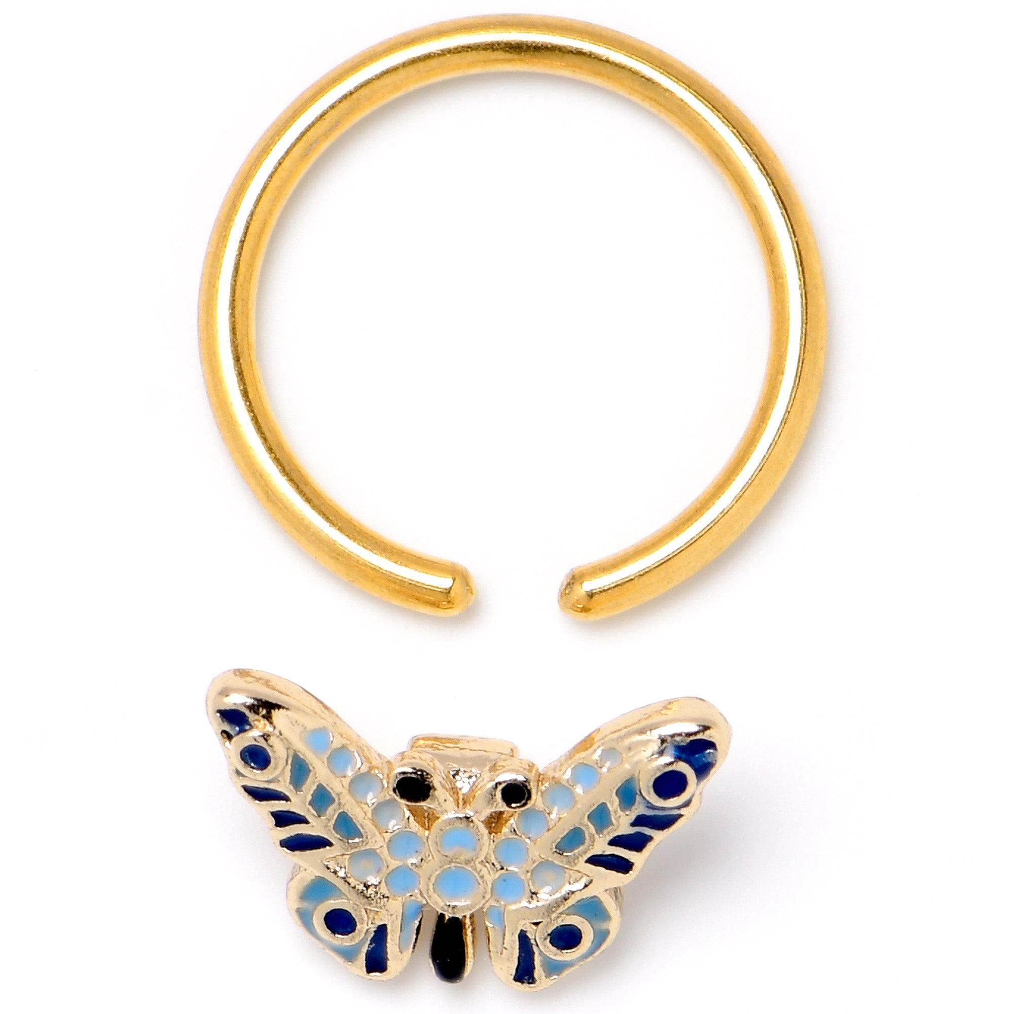 16 Gauge 3/8 Gold Tone Evening Butterfly BCR Captive Ring