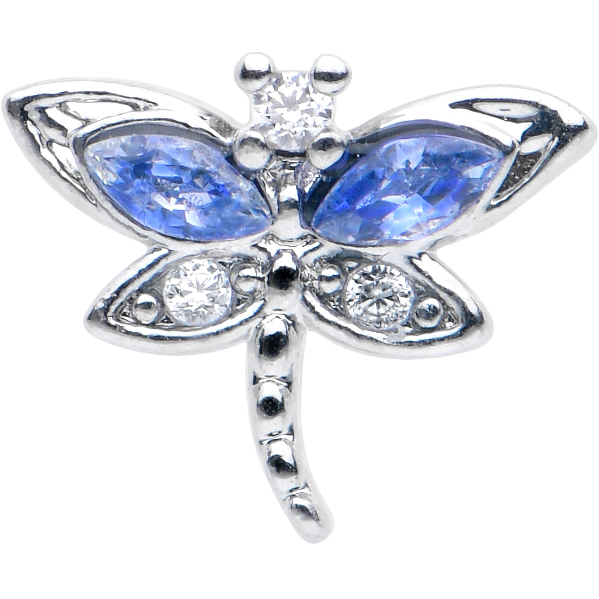 16 Gauge 5/16 Blue CZ Gem Dragonfly Style Labret Monroe Tragus