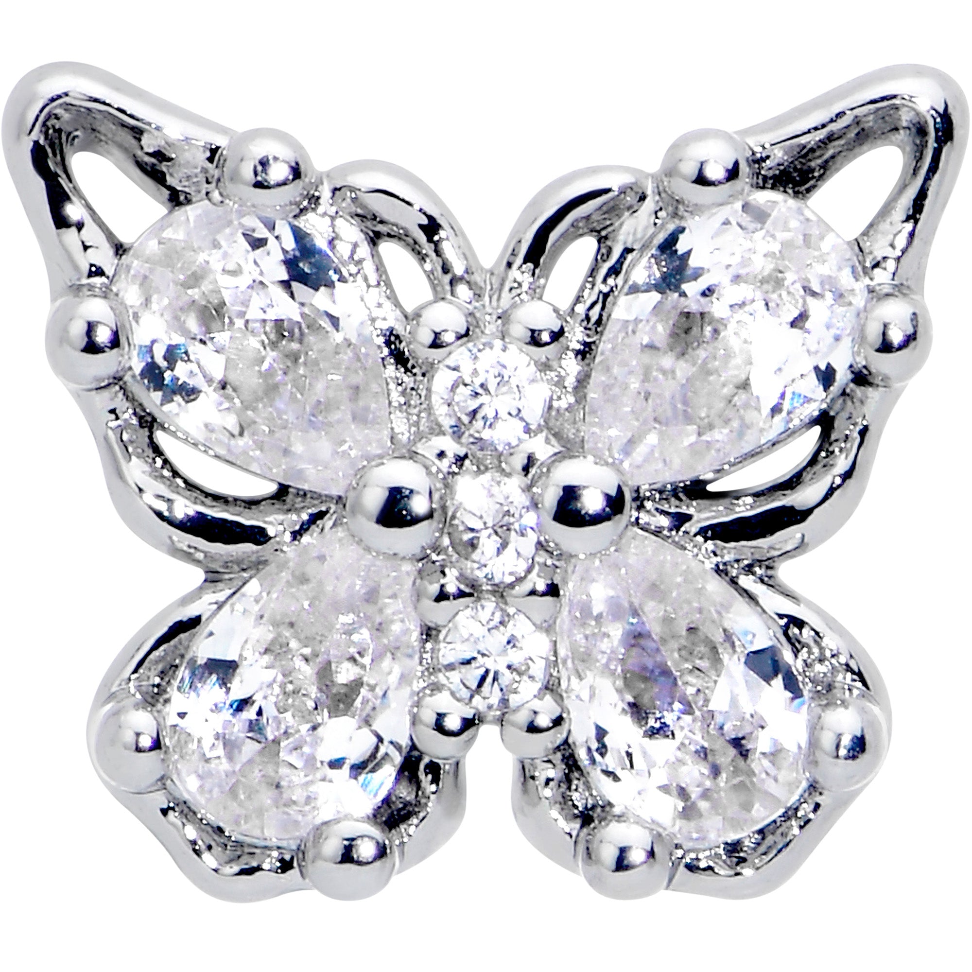 16 Gauge 1/4 Clear Gem Baroque Beauty Butterfly Cartilage Tragus Earring