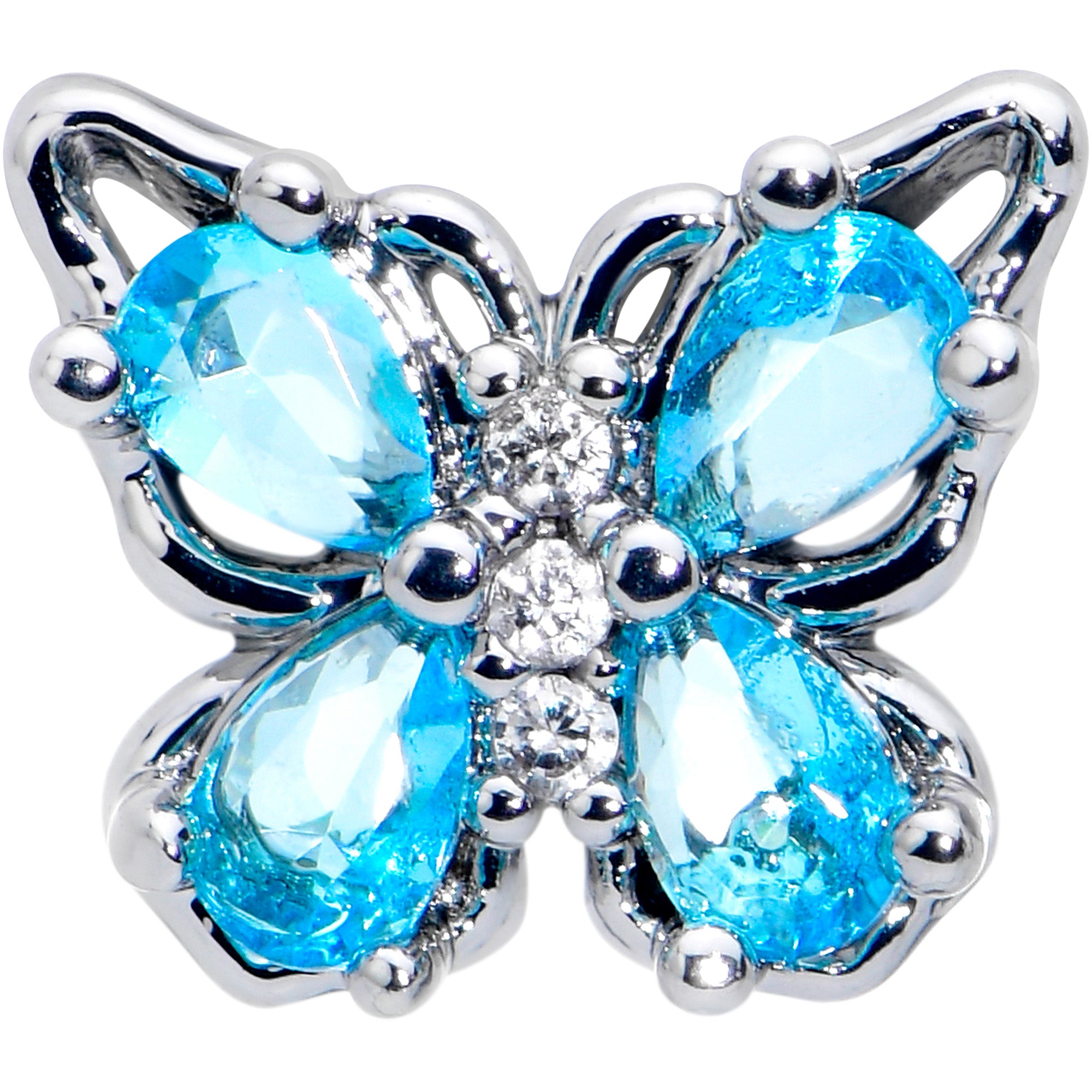 20 Gauge 7mm Blue Gem Baroque Beauty Butterfly Left Side Nose Screw