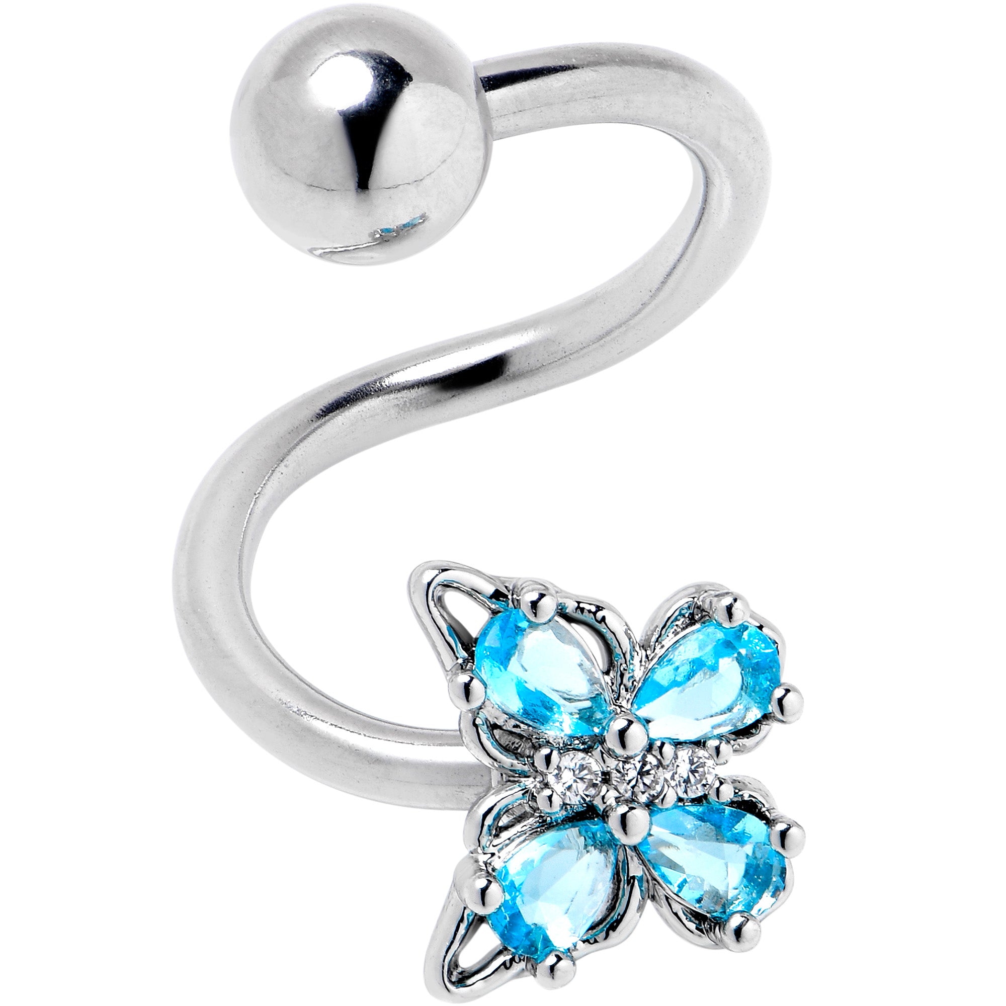 Blue Gem Baroque Beauty Butterfly Spiral Twister Belly Ring