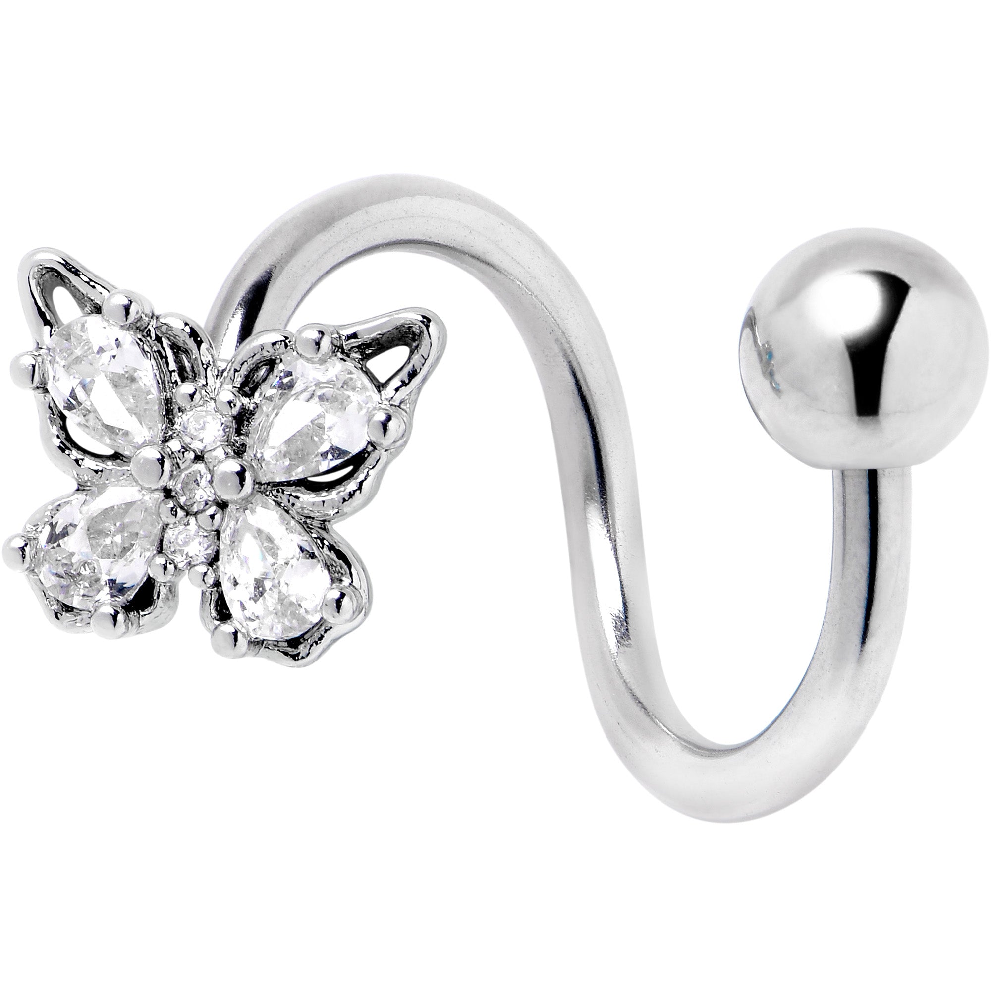 Clear Gem Baroque Beauty Butterfly Spiral Twister Belly Ring