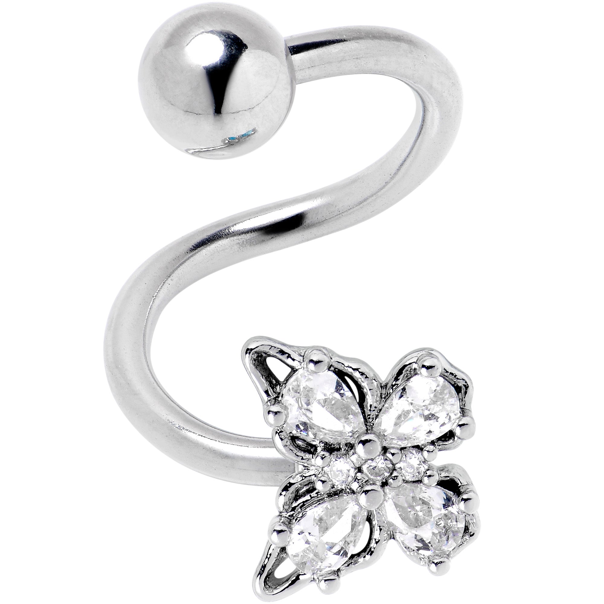 Clear Gem Baroque Beauty Butterfly Spiral Twister Belly Ring