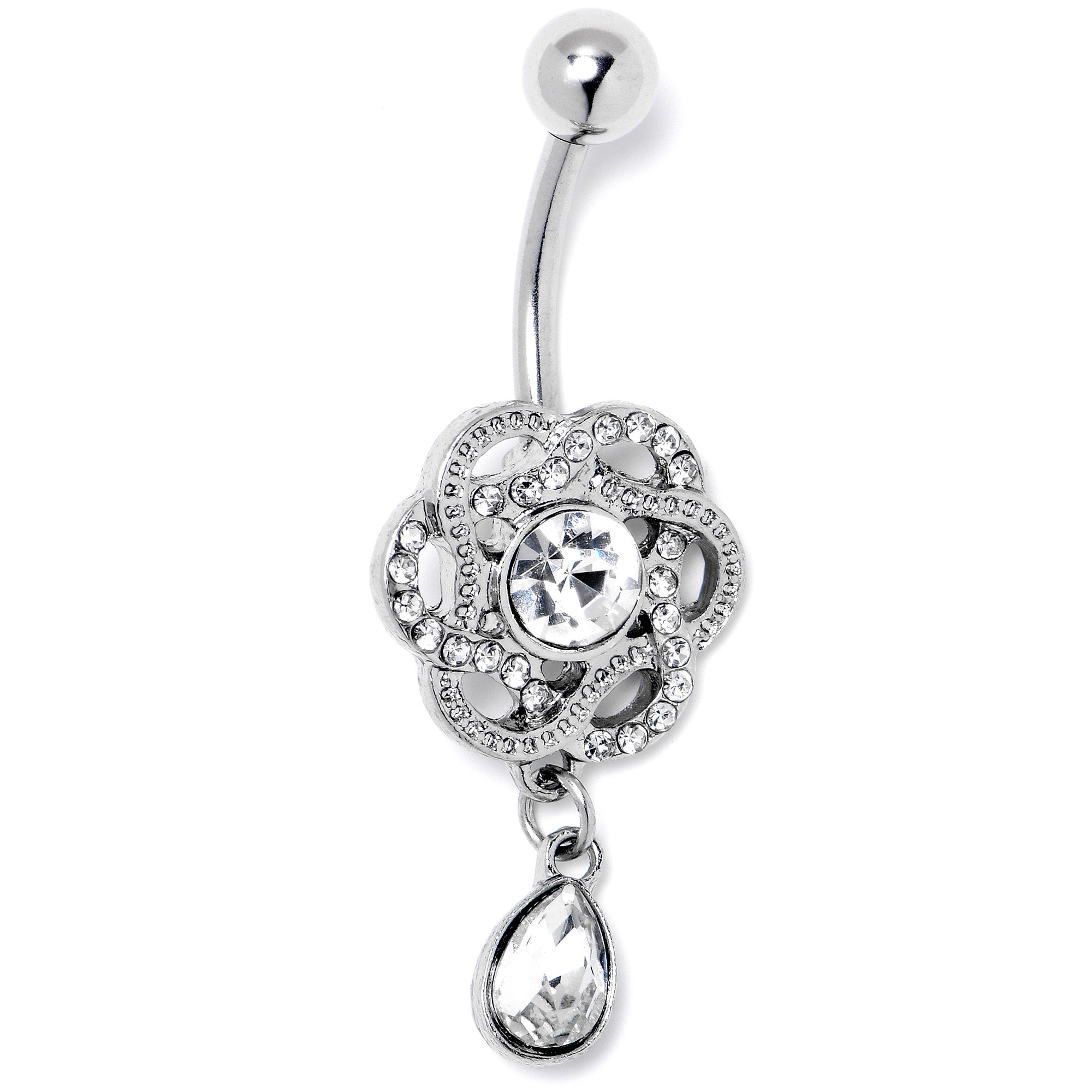 Clear Gem Celtic Knot Elegance Dangle Belly Ring