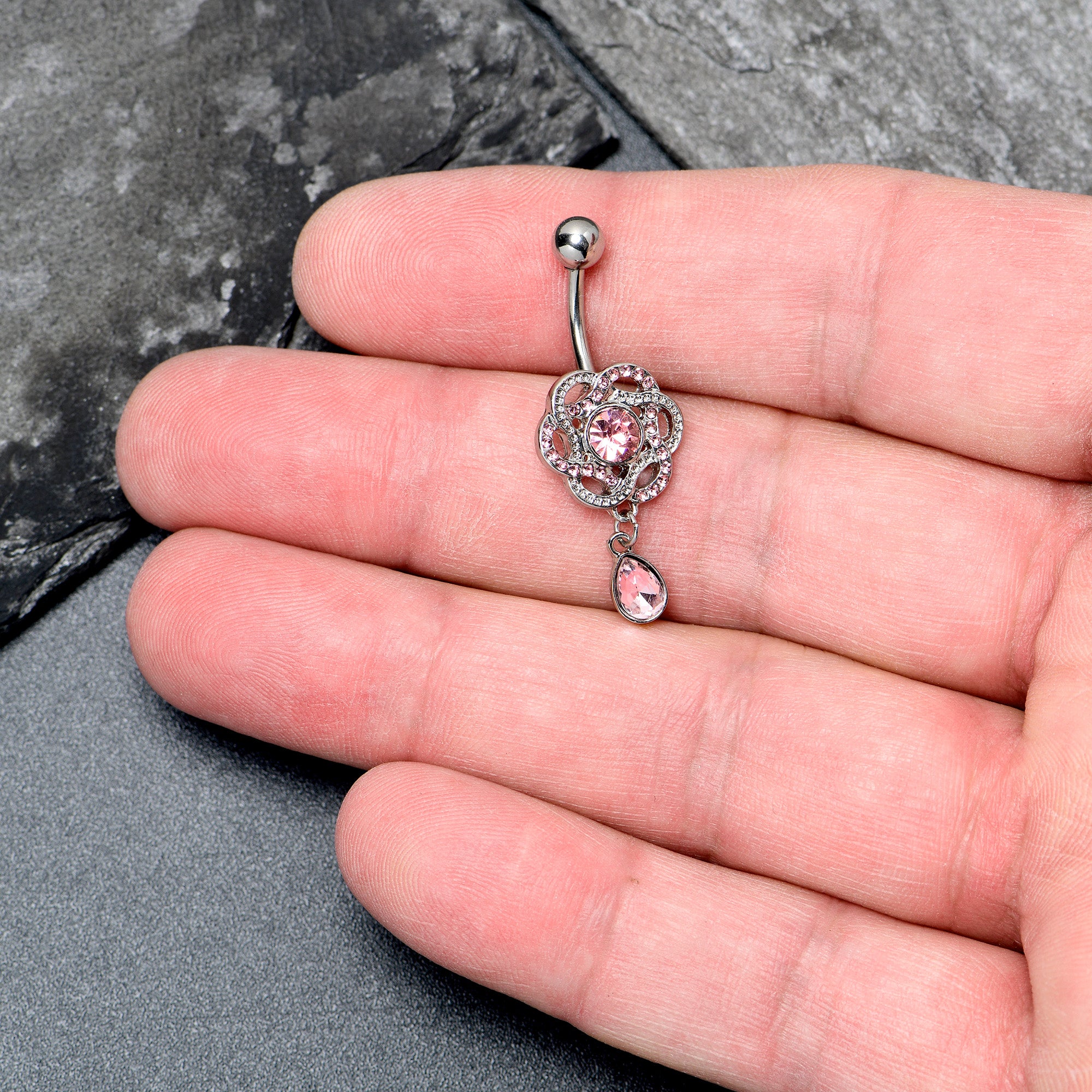 Pink Gem Celtic Knot Elegance Dangle Belly Ring