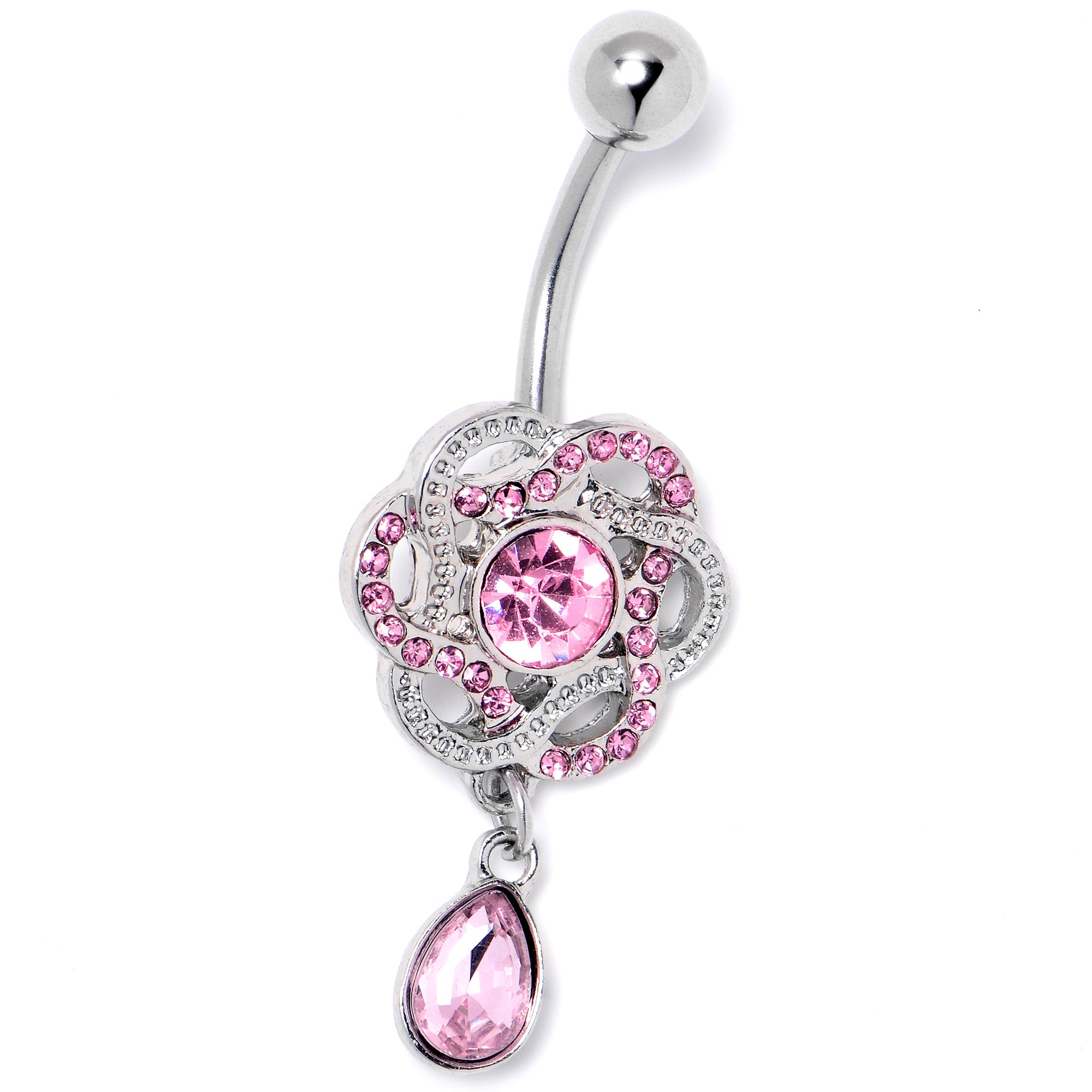 Pink Gem Celtic Knot Elegance Dangle Belly Ring