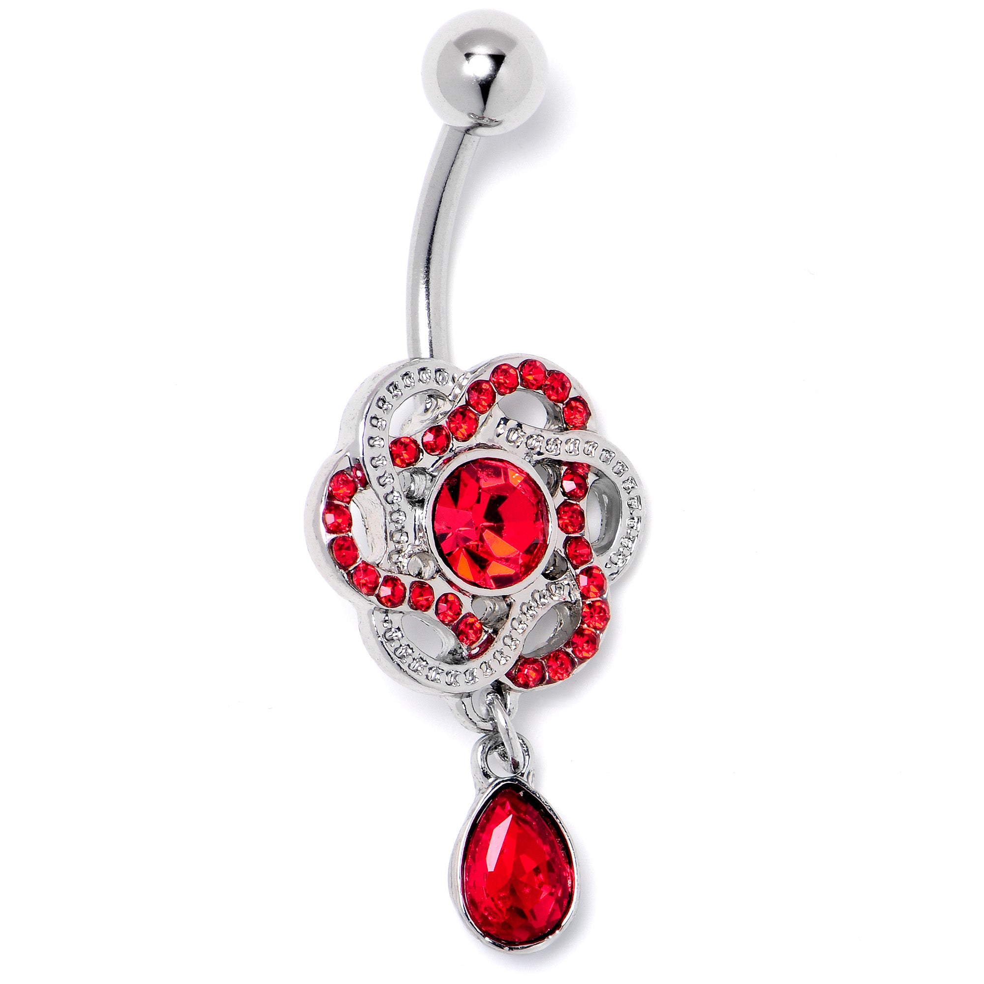 Red Gem Celtic Knot Elegance Dangle Belly Ring