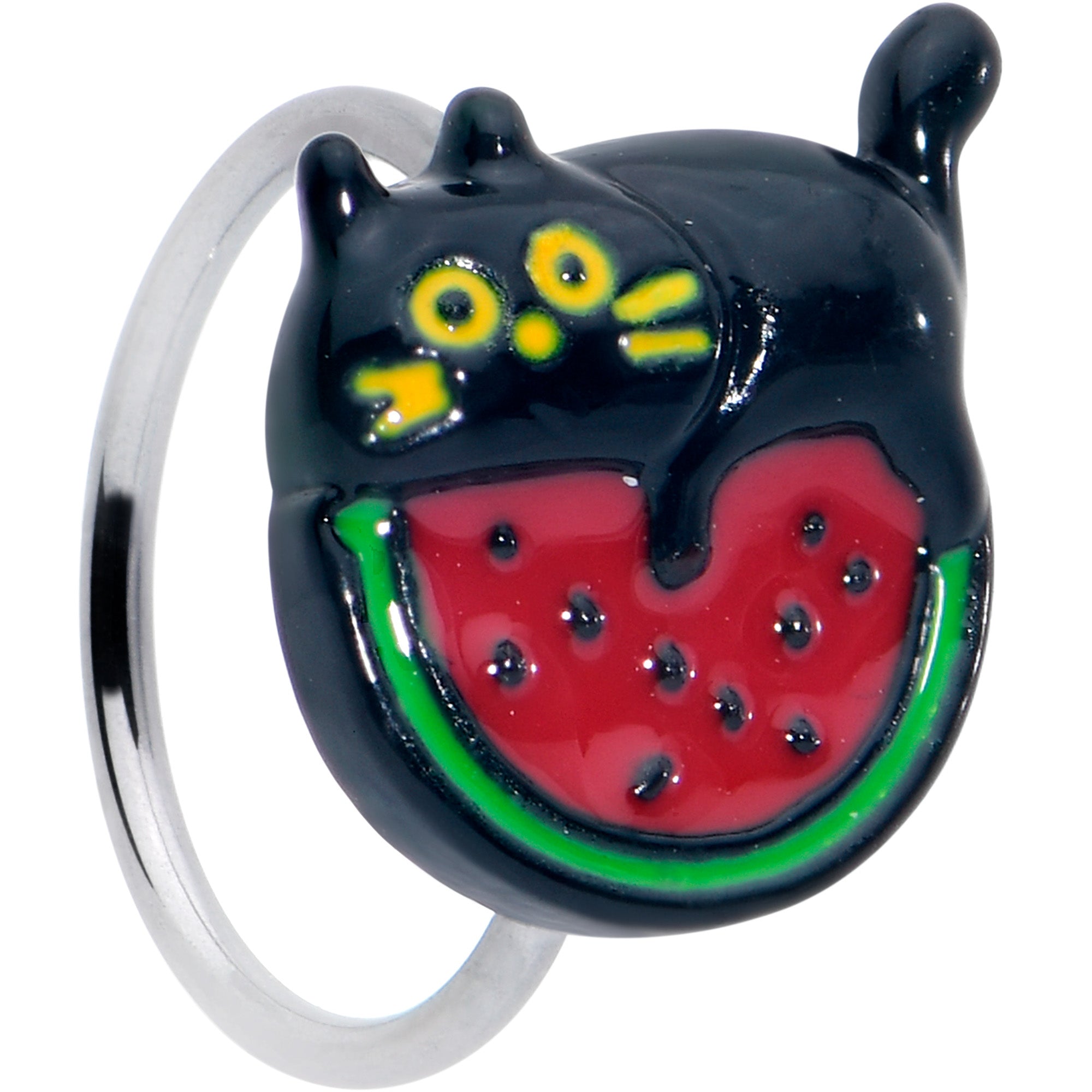 20 Gauge 5/16 Watermelon Cat Love Nose Hoop