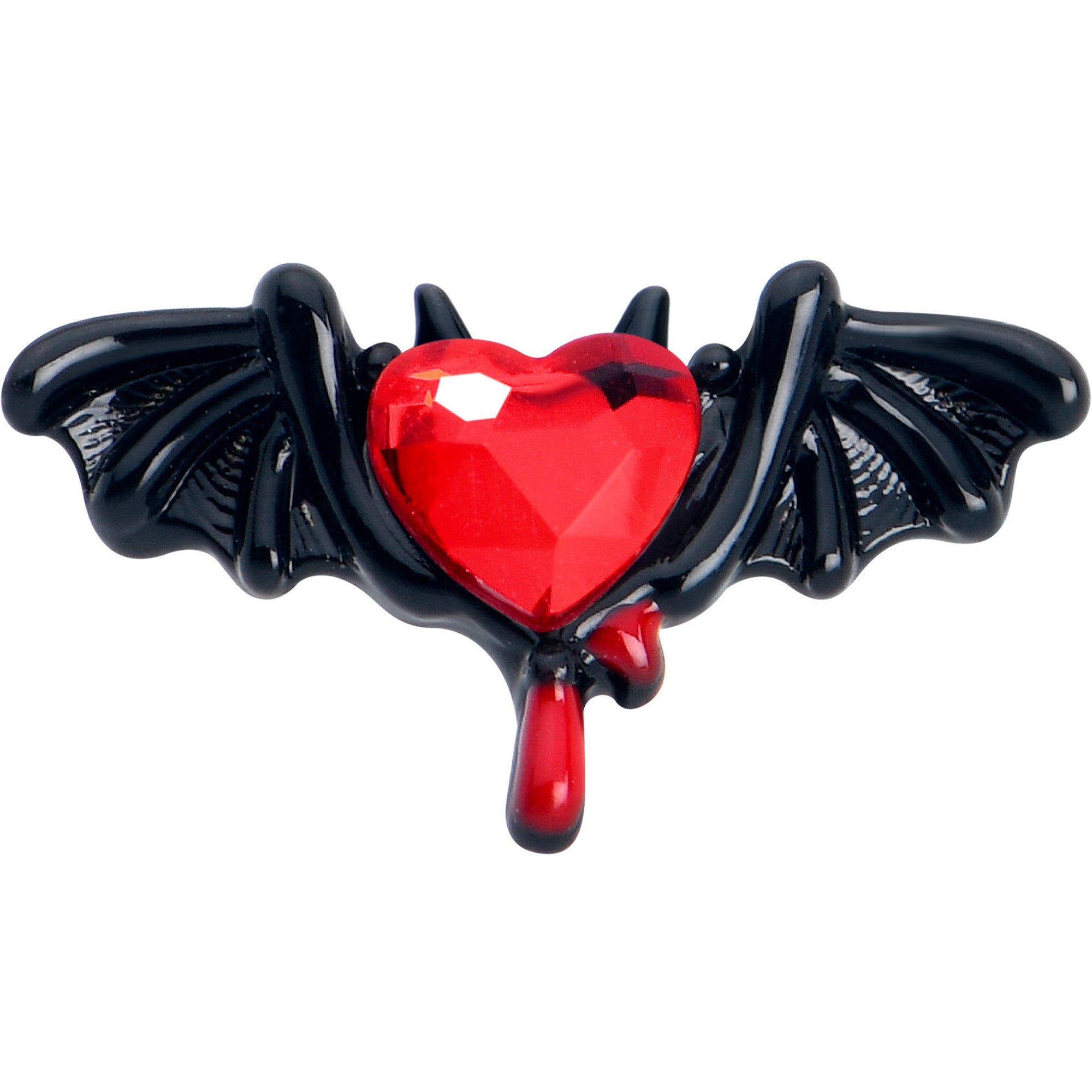 16 Gauge 5/16 Red Gem Black Bleeding Heart Bat Labret Monroe Tragus