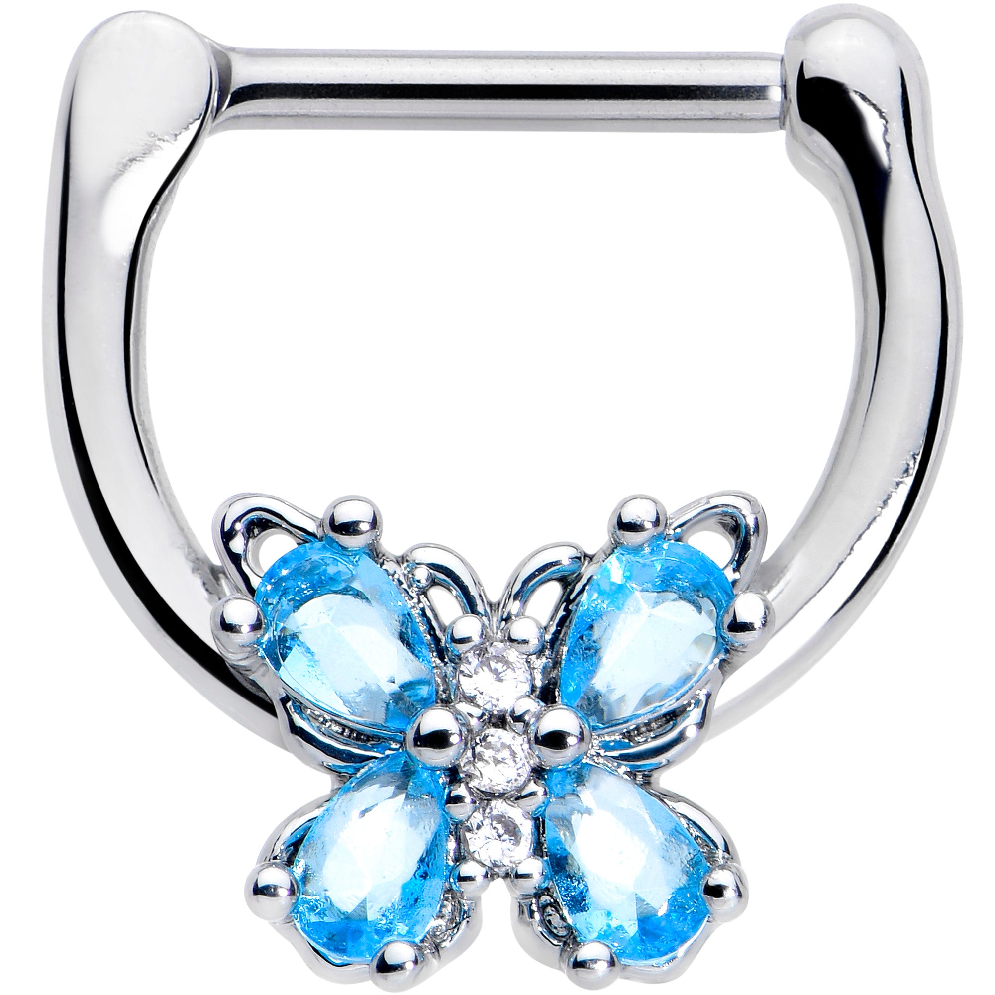 16 Gauge 5/16 Blue Gem Baroque Beauty Butterfly Cartilage Clicker