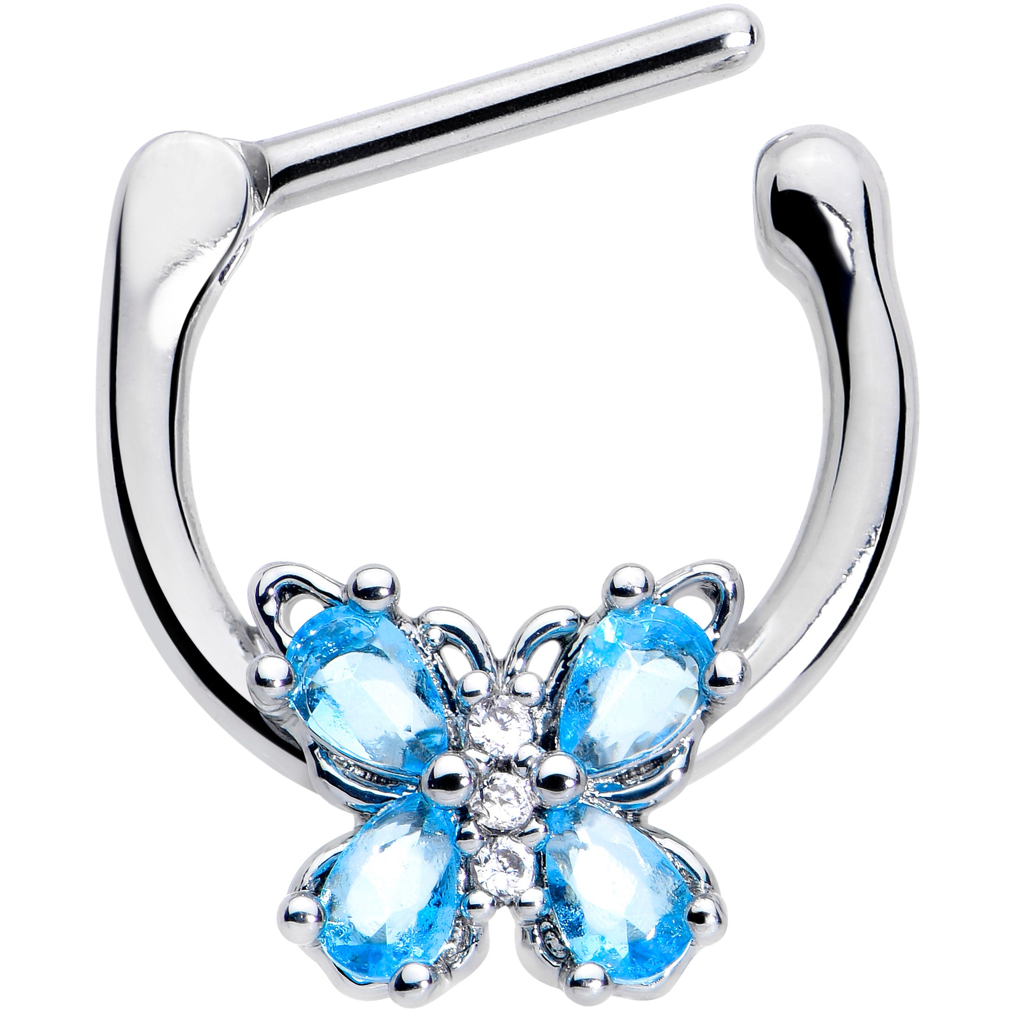 16 Gauge 5/16 Blue Gem Baroque Beauty Butterfly Cartilage Clicker