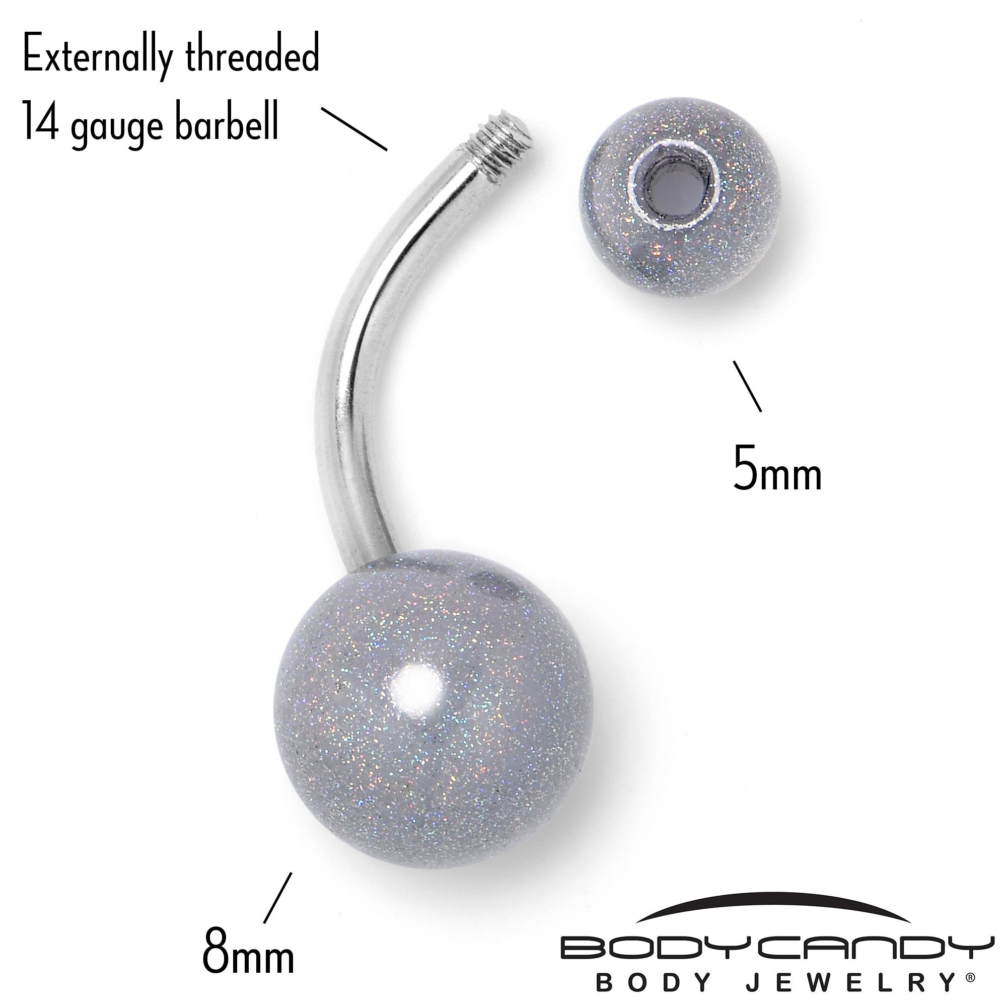 Pastel Shimmer Grey Ends Belly Ring