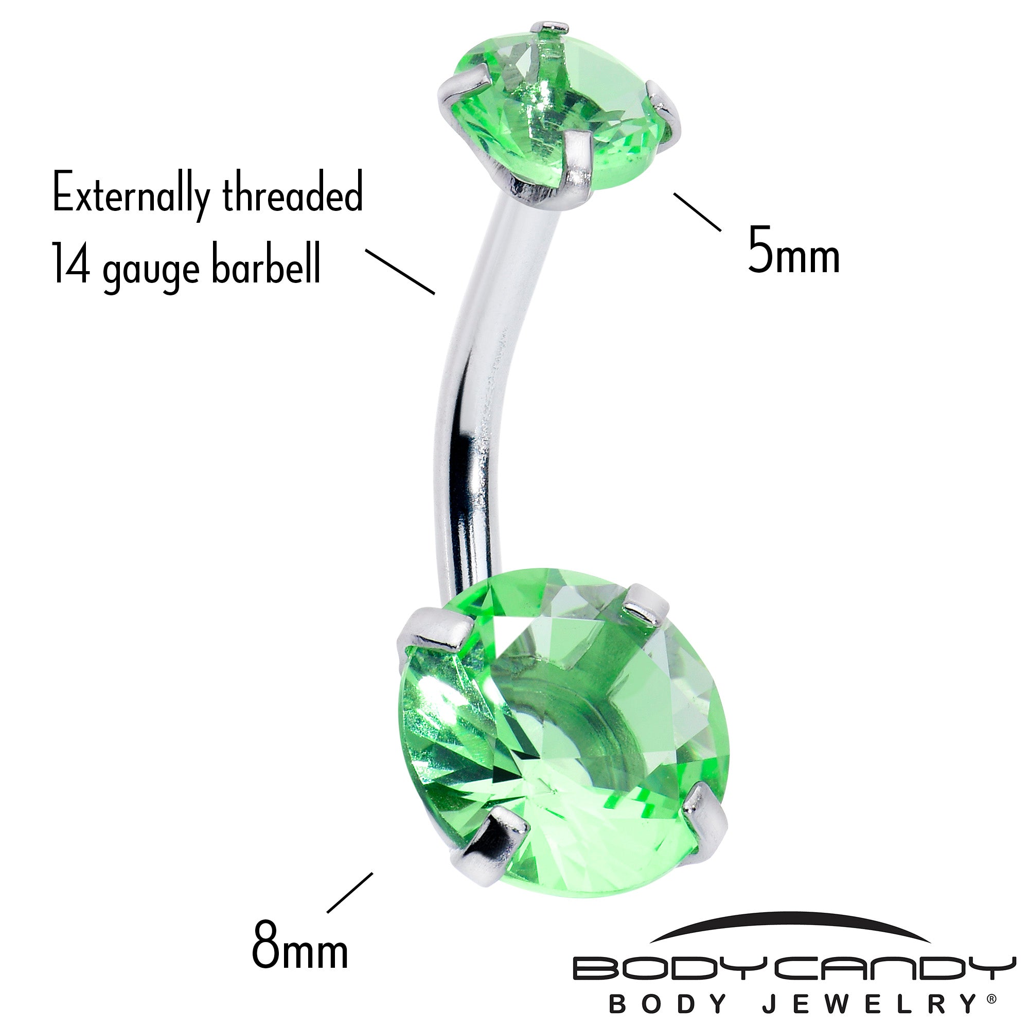 Peridot Green Gem August Birthstone Double Mount Belly Ring