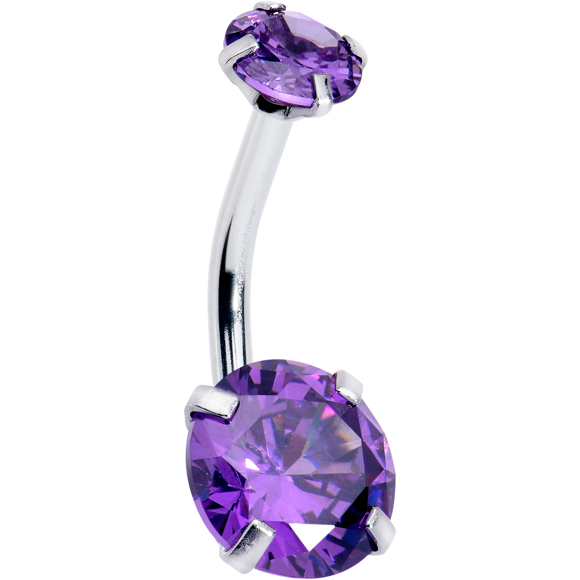 Purple Gem February Birthstone Double Mount Belly Ring