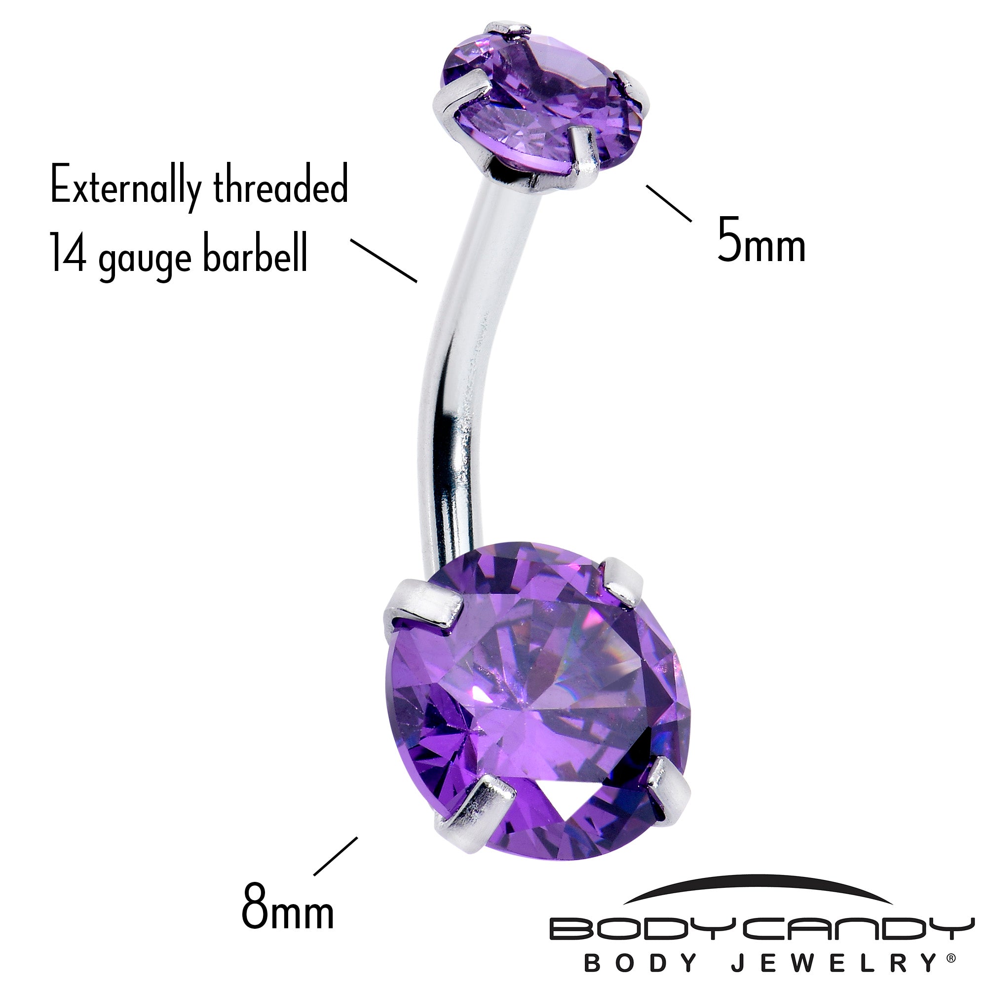 Purple Gem February Birthstone Double Mount Belly Ring