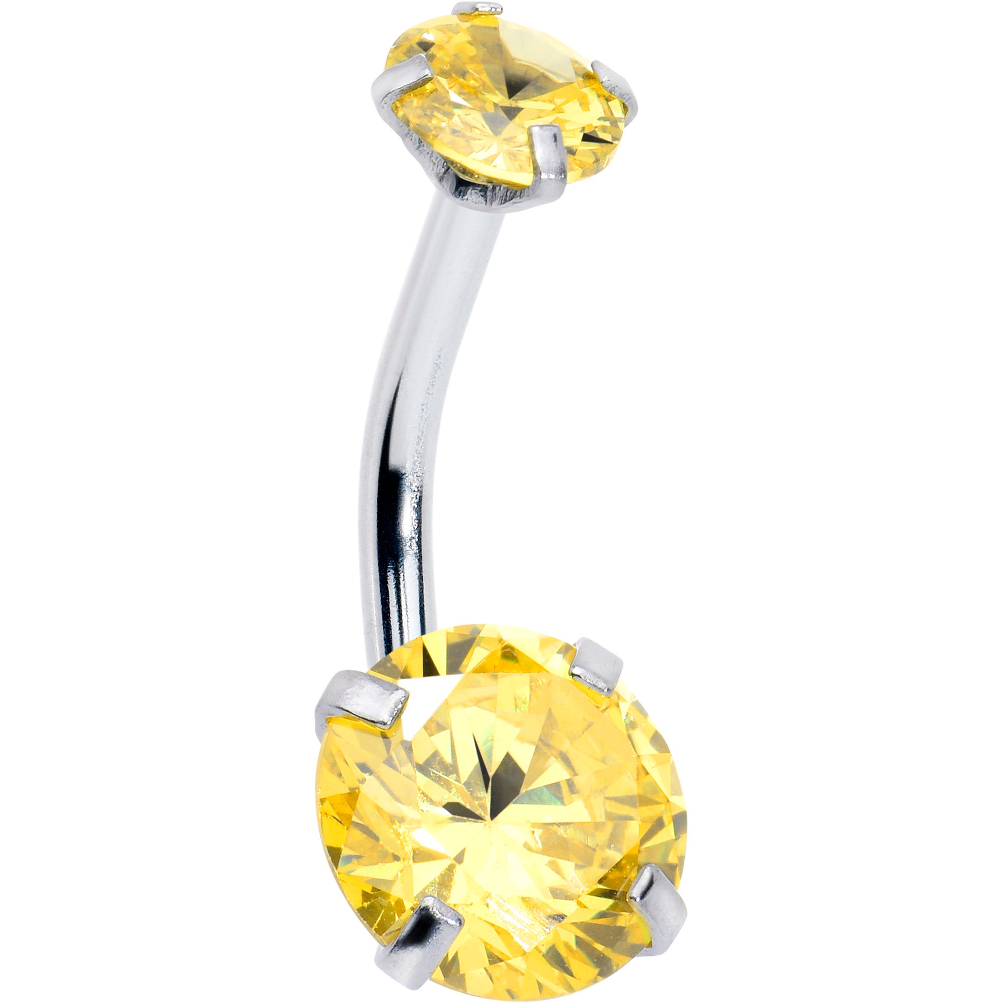 Yellow Gem November Birthstone Double Mount Belly Ring