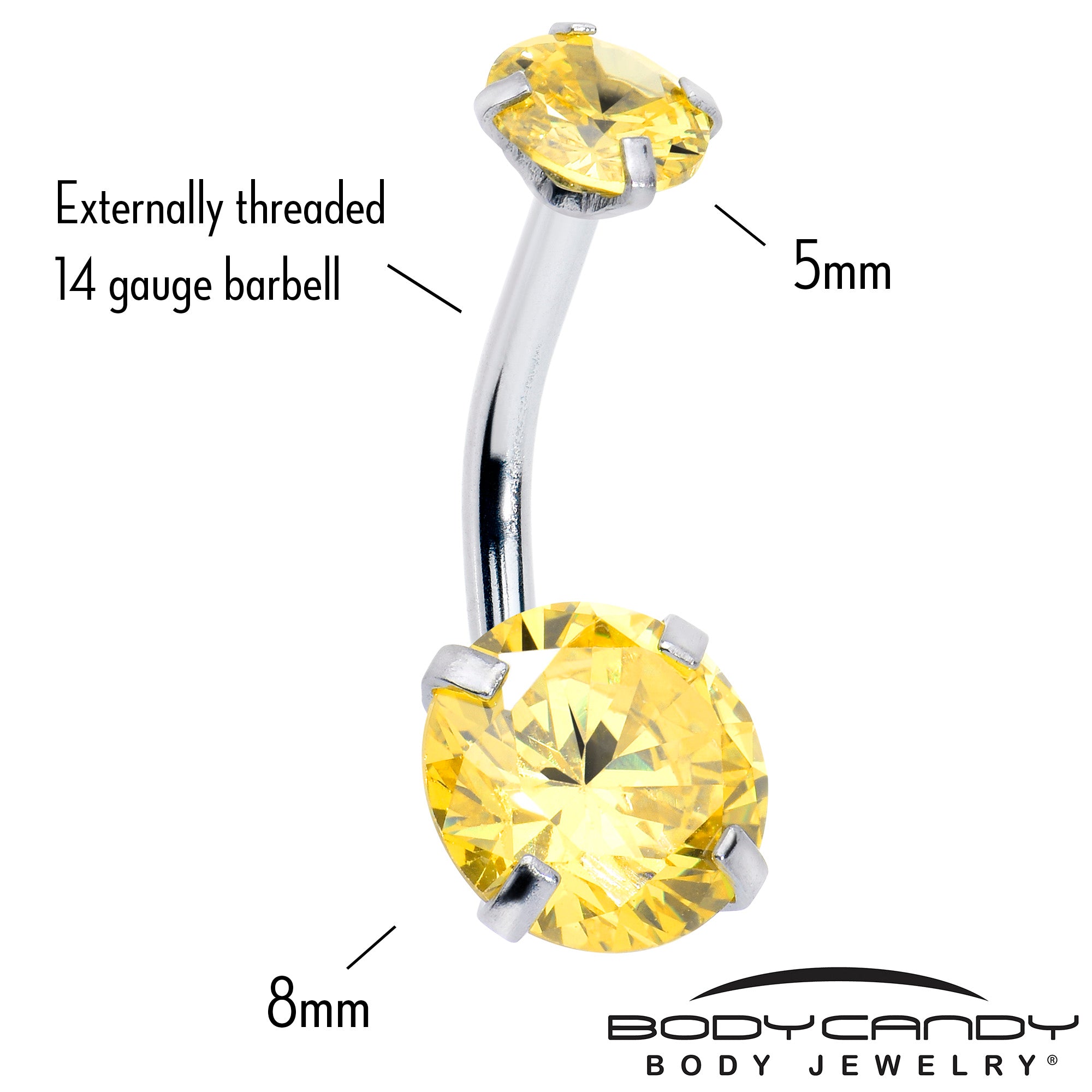 Yellow Gem November Birthstone Double Mount Belly Ring