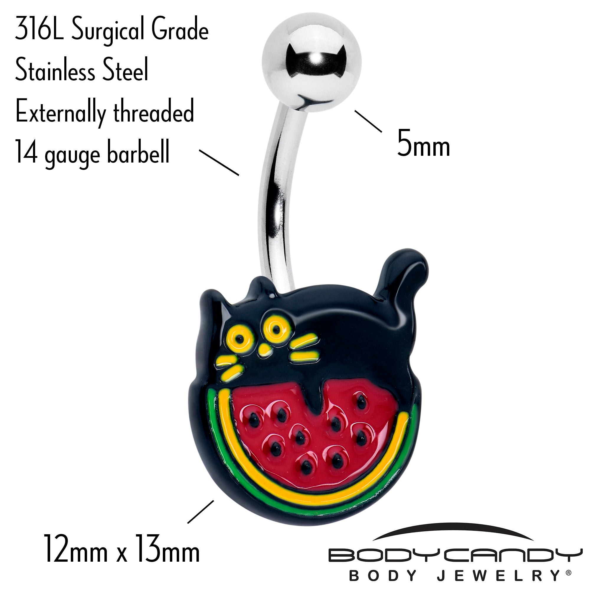 Watermelon Cat Love Belly Ring