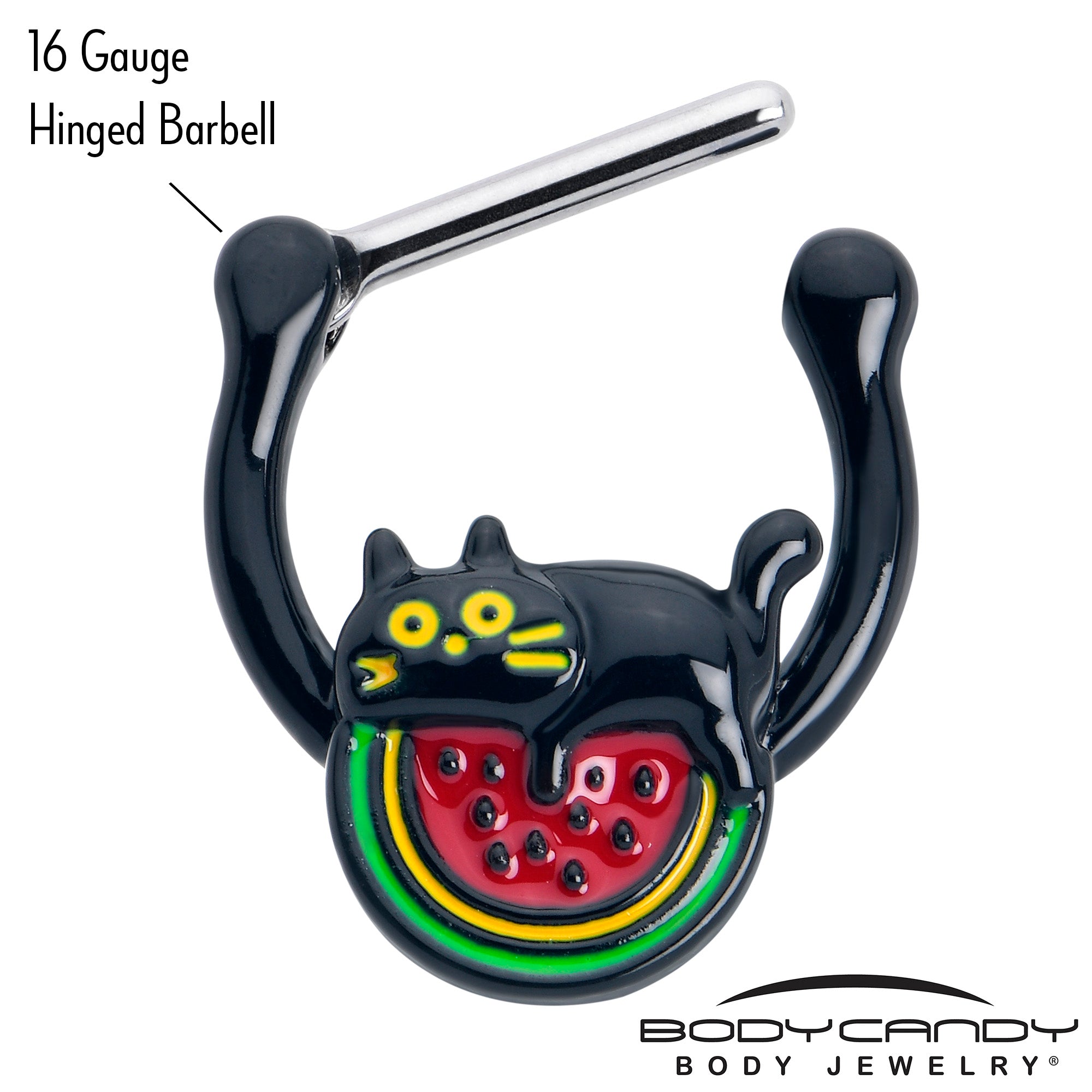 16 Gauge 5/16 Watermelon Cat Love Cartilage Clicker Ring