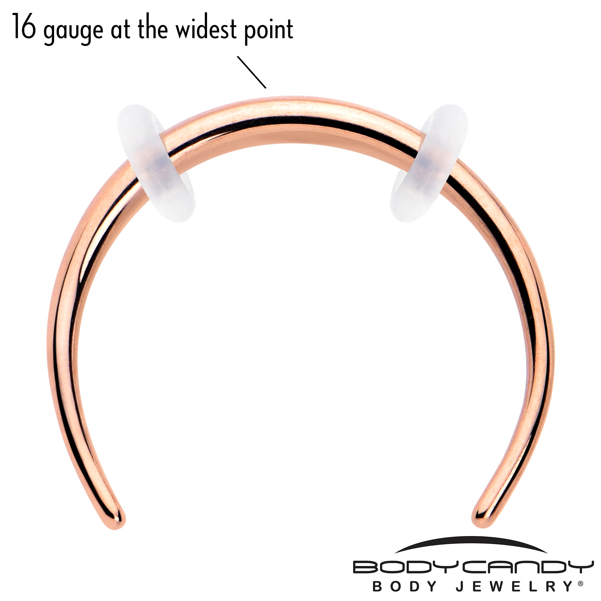 16 Gauge 3/8 Rose Gold Tone Pincher Crescent Taper