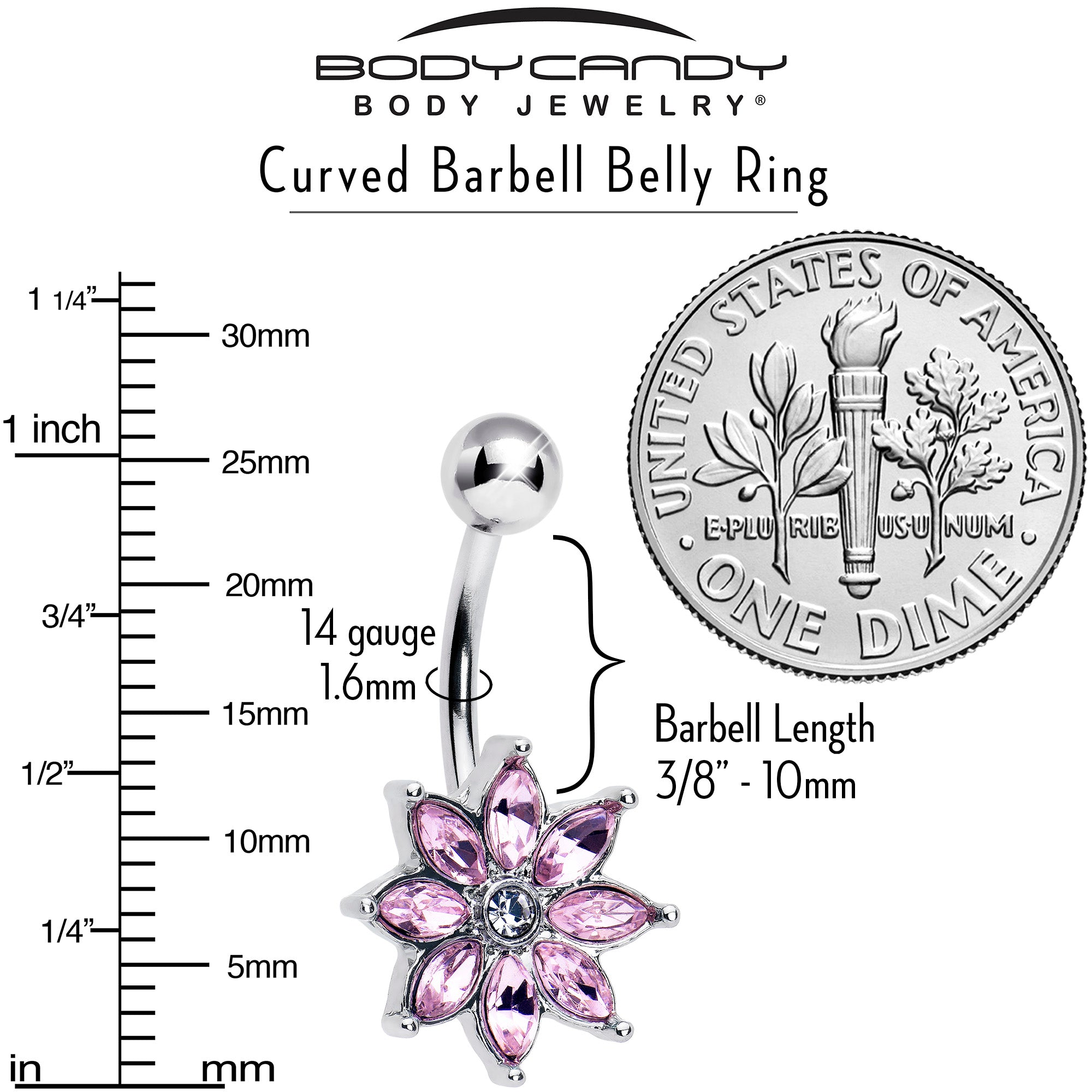 Pink Gem Flower Elegance Bloom Belly Ring