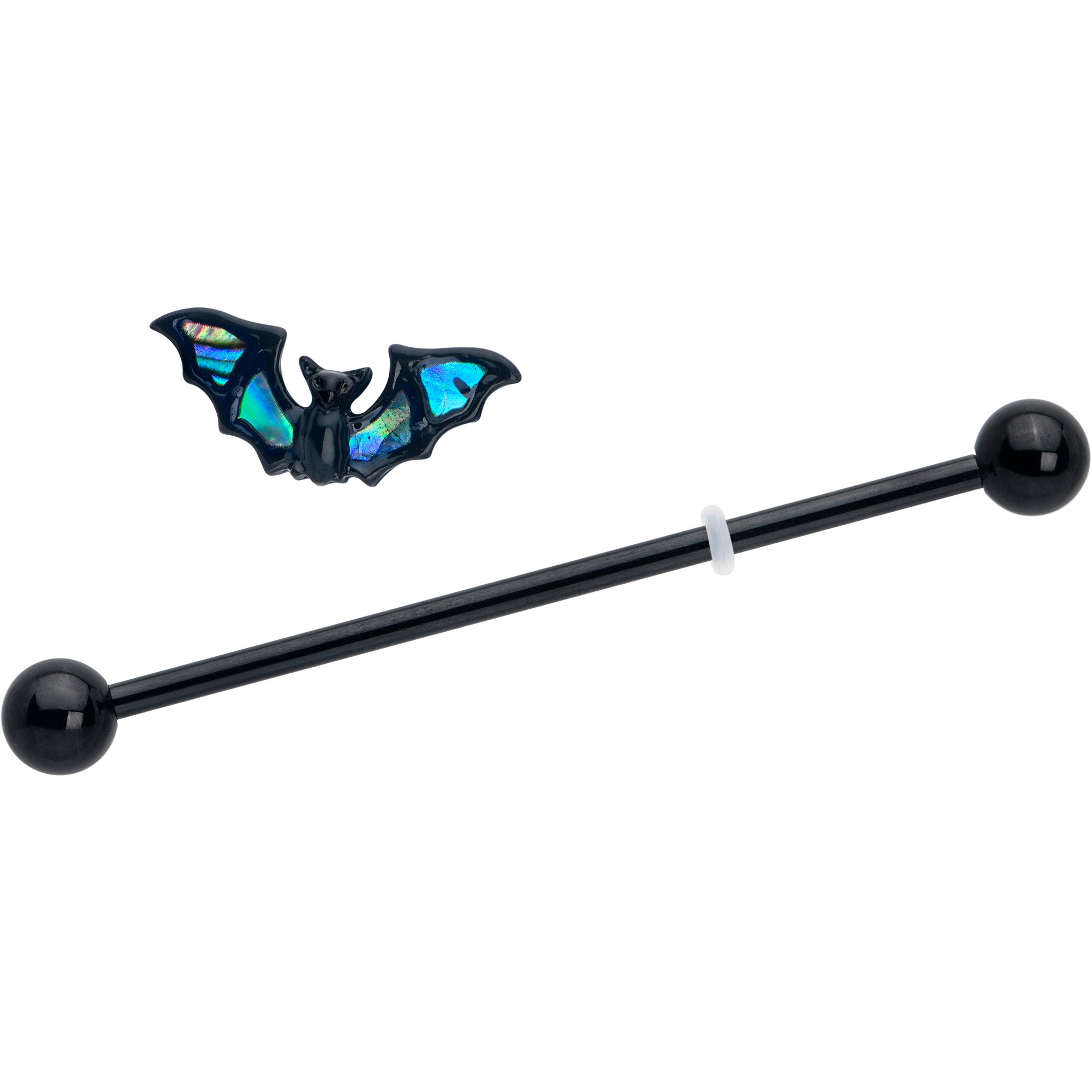 14 Gauge Black Bat in Blue Industrial Barbell 38mm