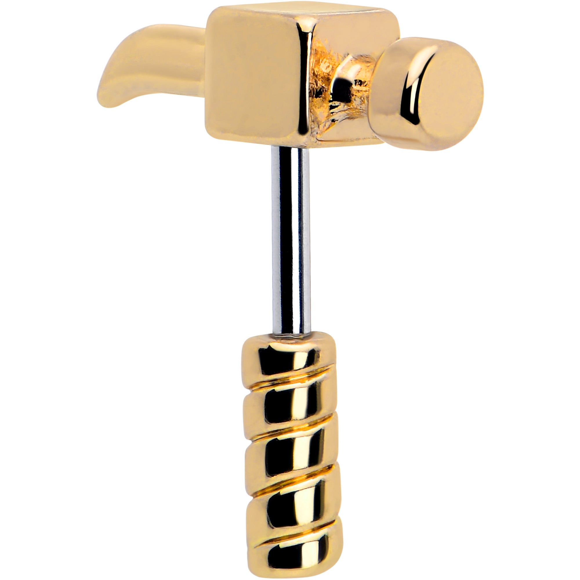 16 Gauge 1/4 Gold Tone Optical Illusion Hammer Cartilage Tragus Earring