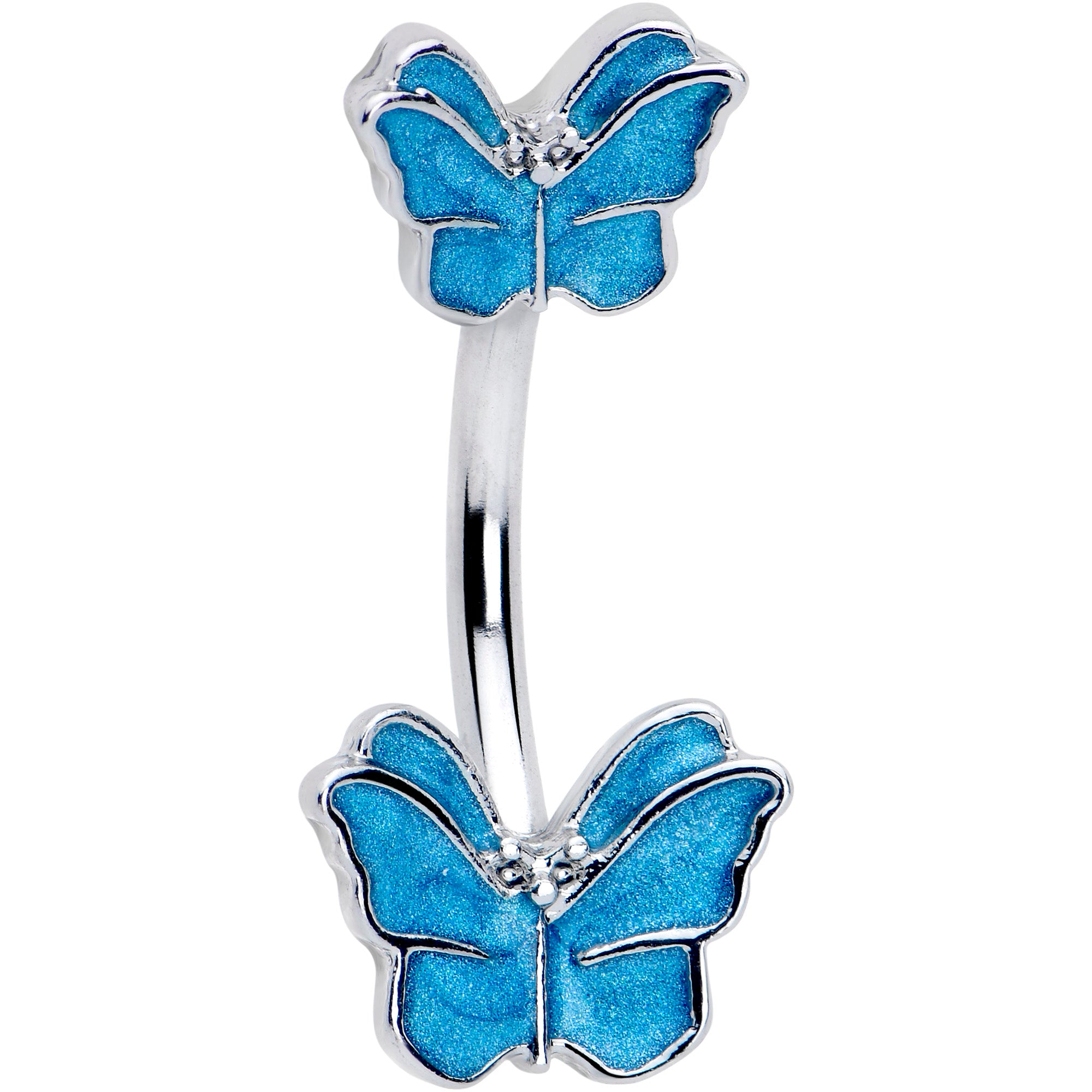 Simply Butterfly Blue Double Mount Belly Ring