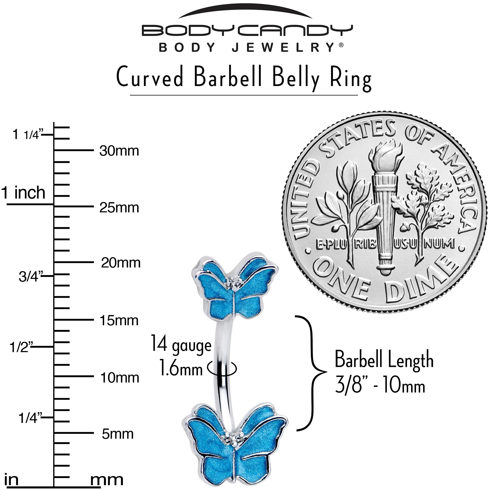 Simply Butterfly Blue Double Mount Belly Ring