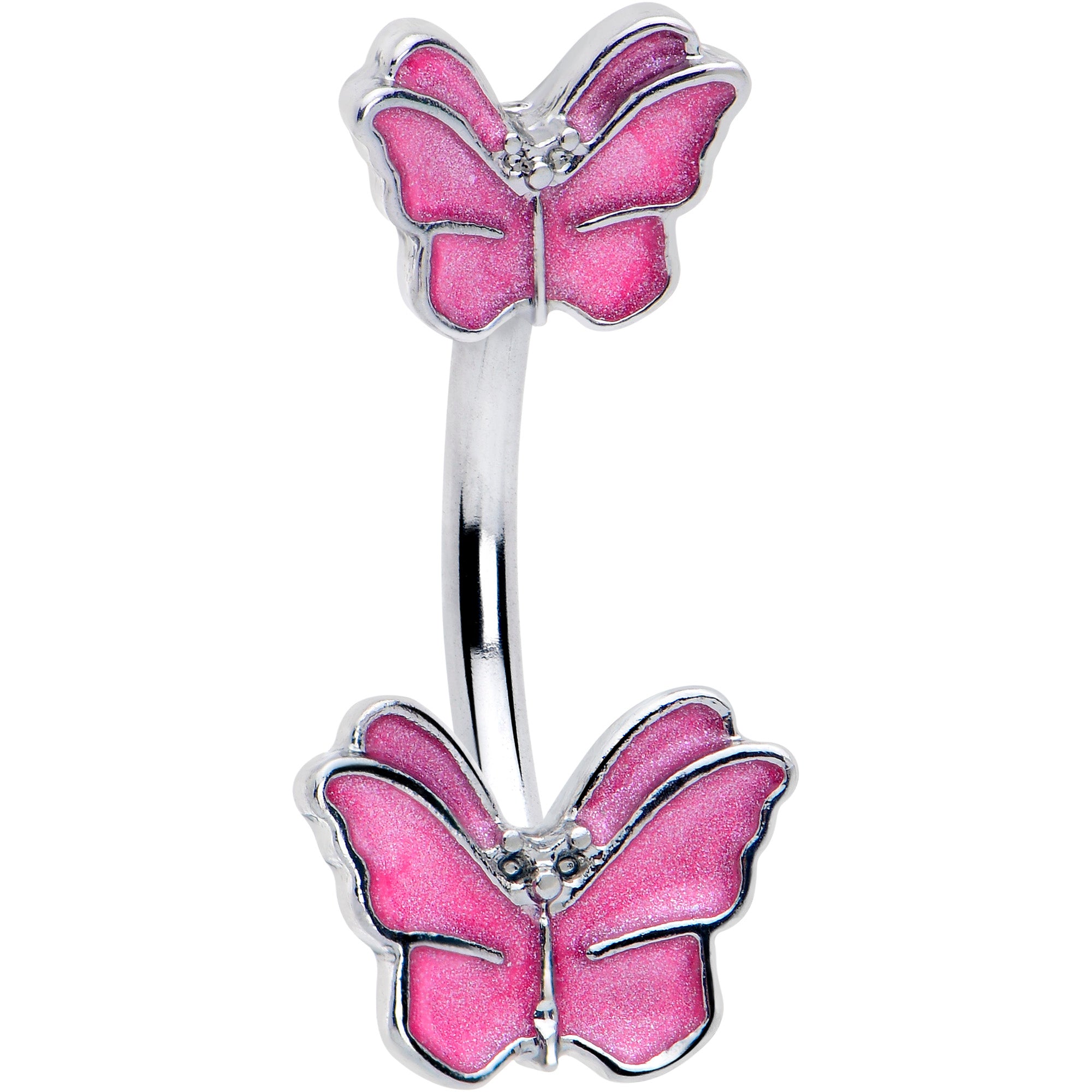Simply Butterfly Pink Double Mount Belly Ring