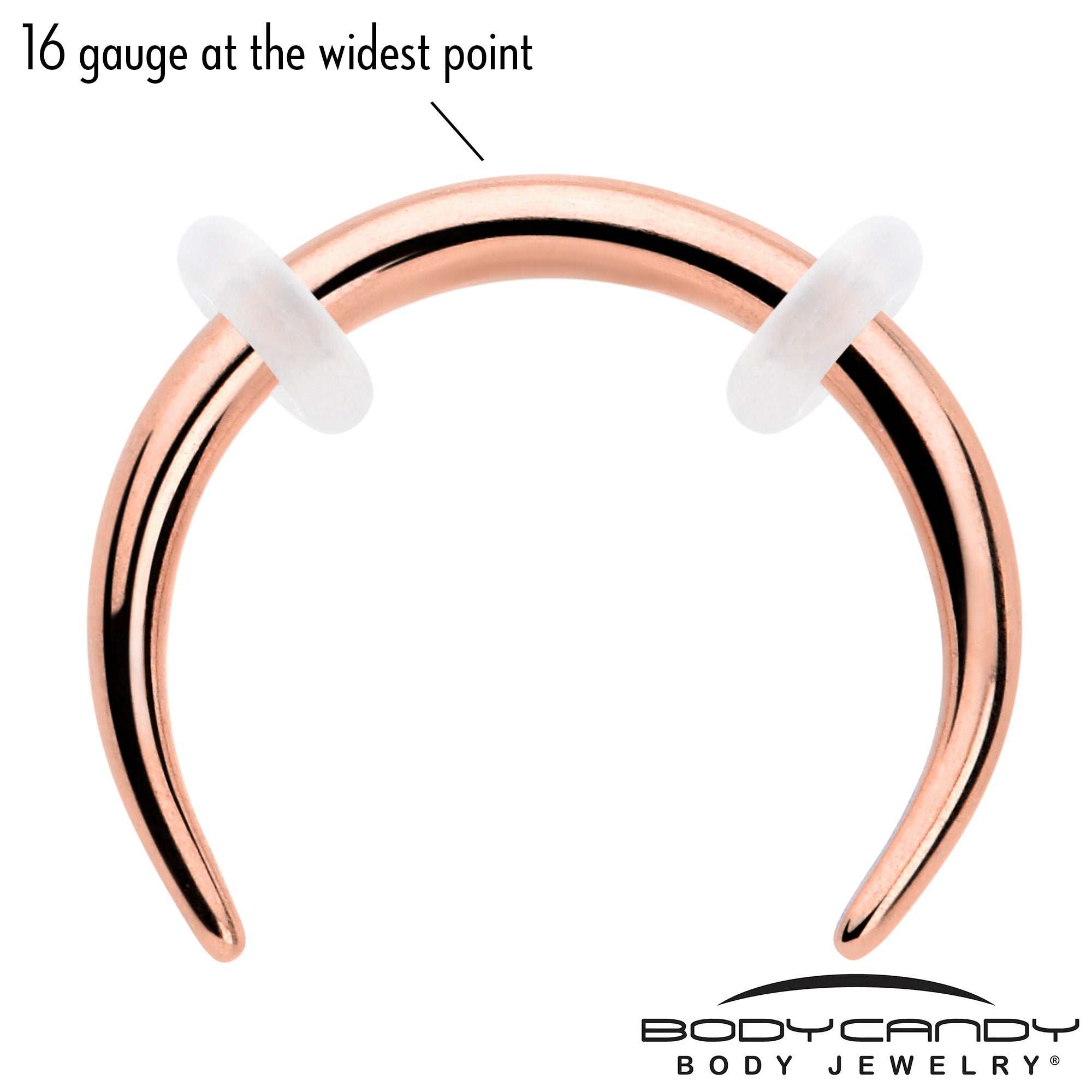 16 Gauge 5/16 Rose Gold Tone Pincher Crescent Taper