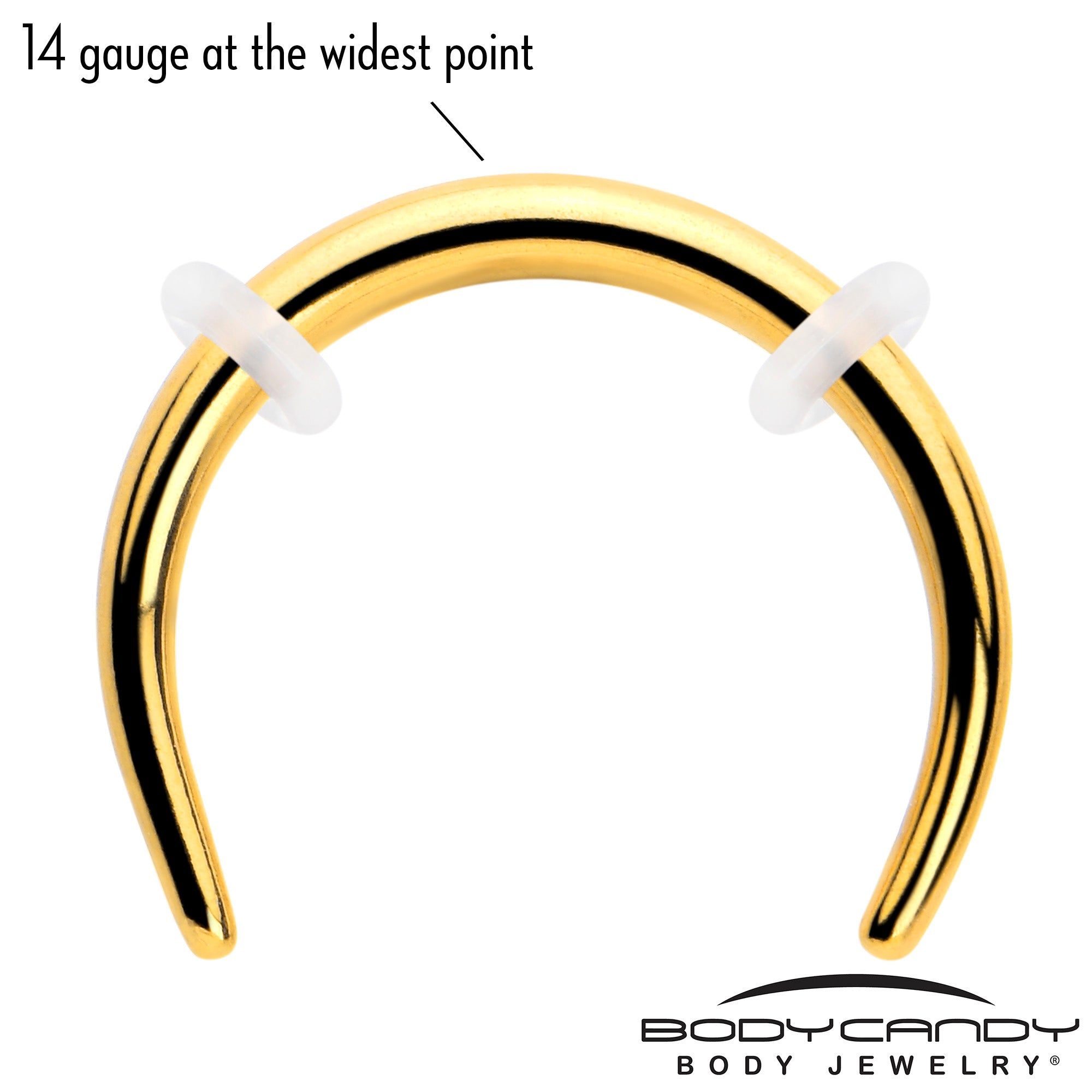 14 Gauge 3/8 Gold Tone Pincher Crescent Taper