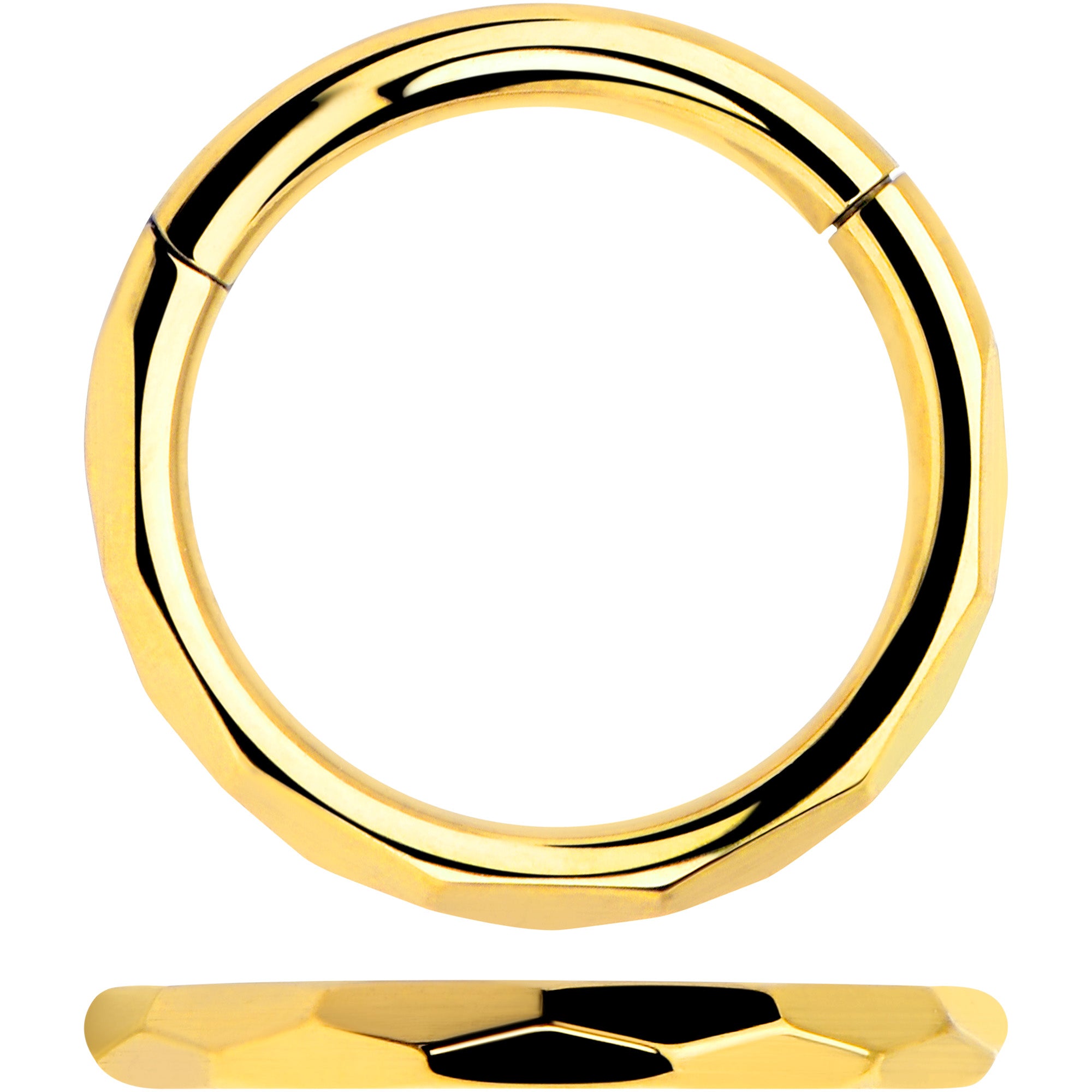 Hypoallergenic 5/16 titanium segment ring in gold tone 16 gauge