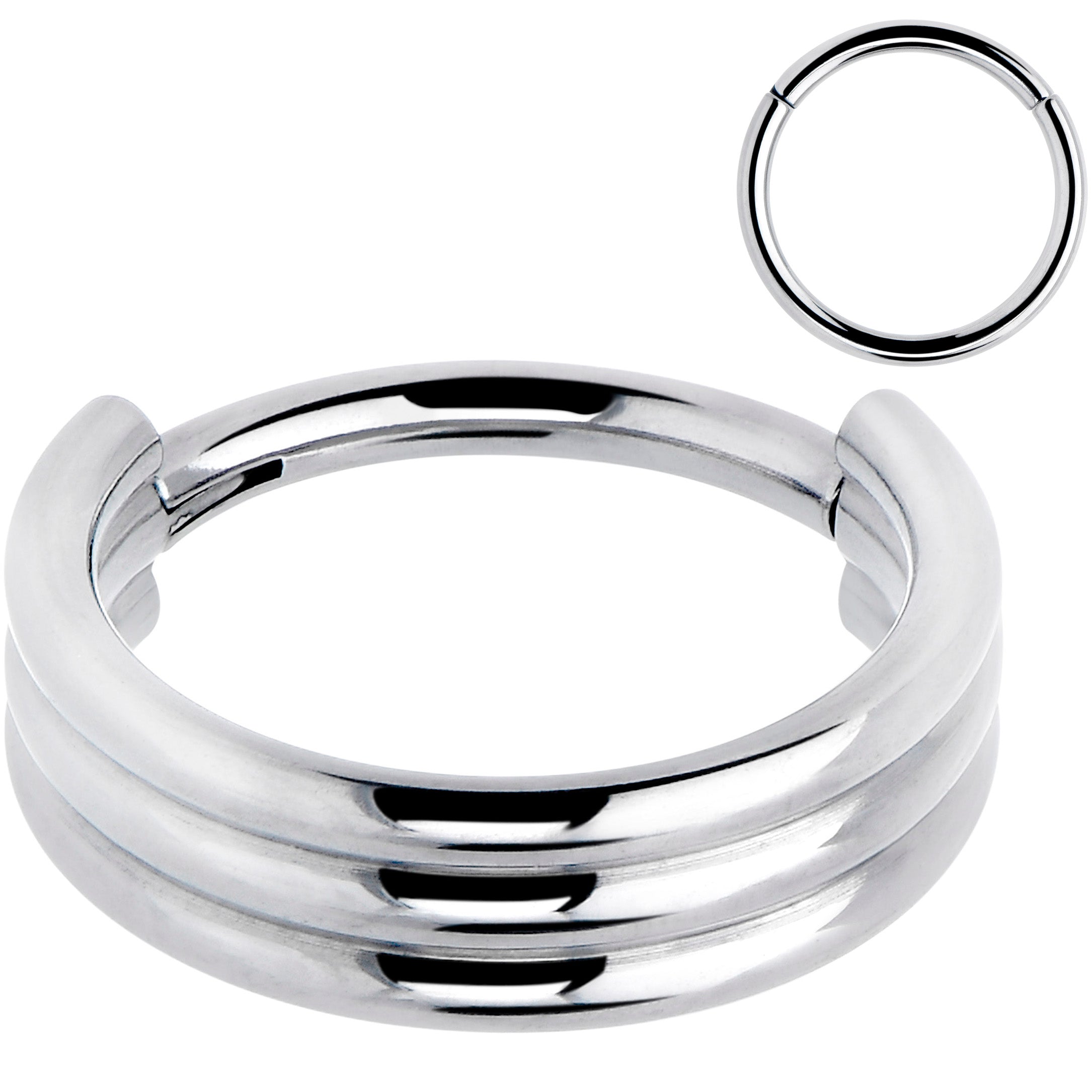 16 gauge titanium triple stacked hinged segment ring