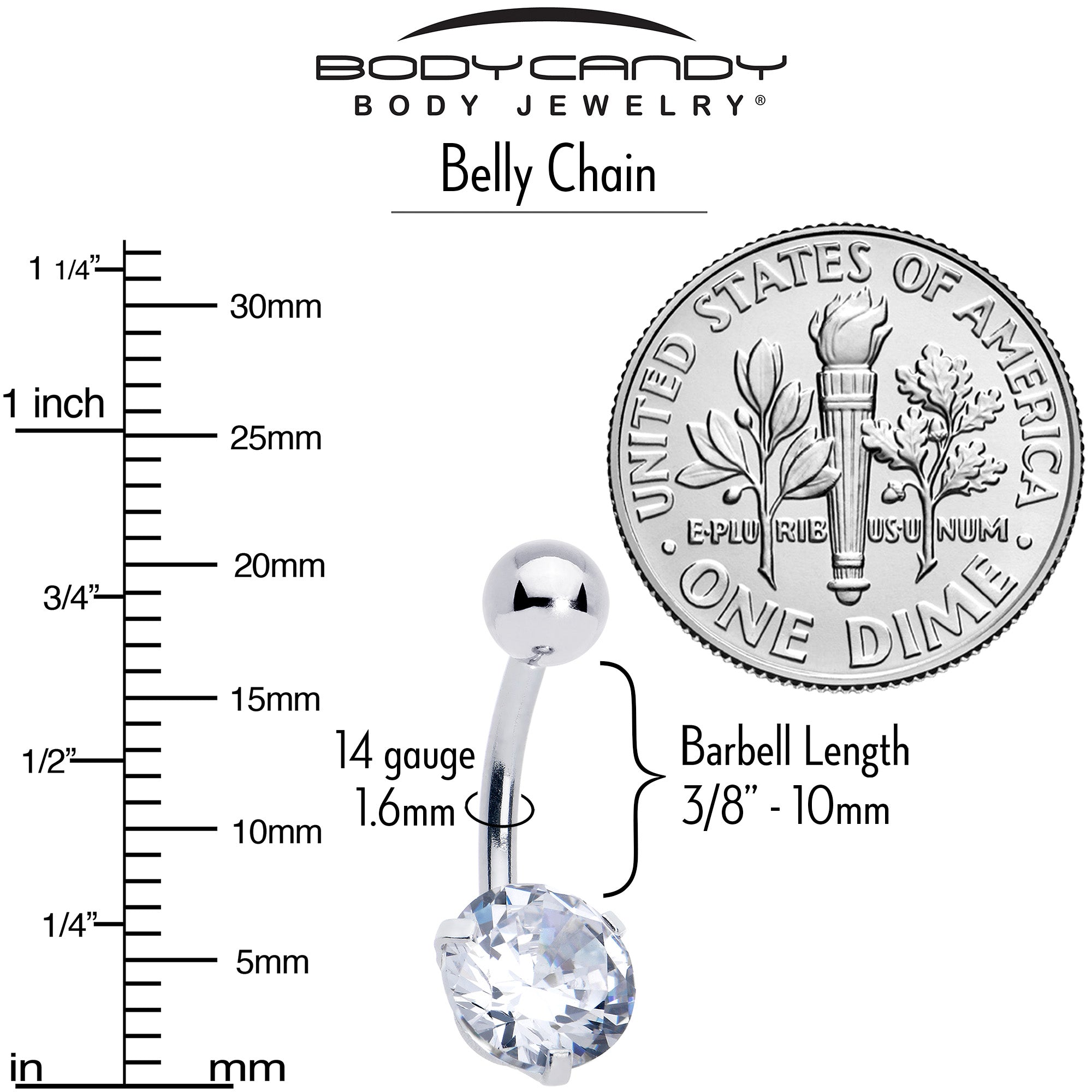 Clear CZ Gem Simple Elegance Faux Pearl Belly Ring Belly Chain