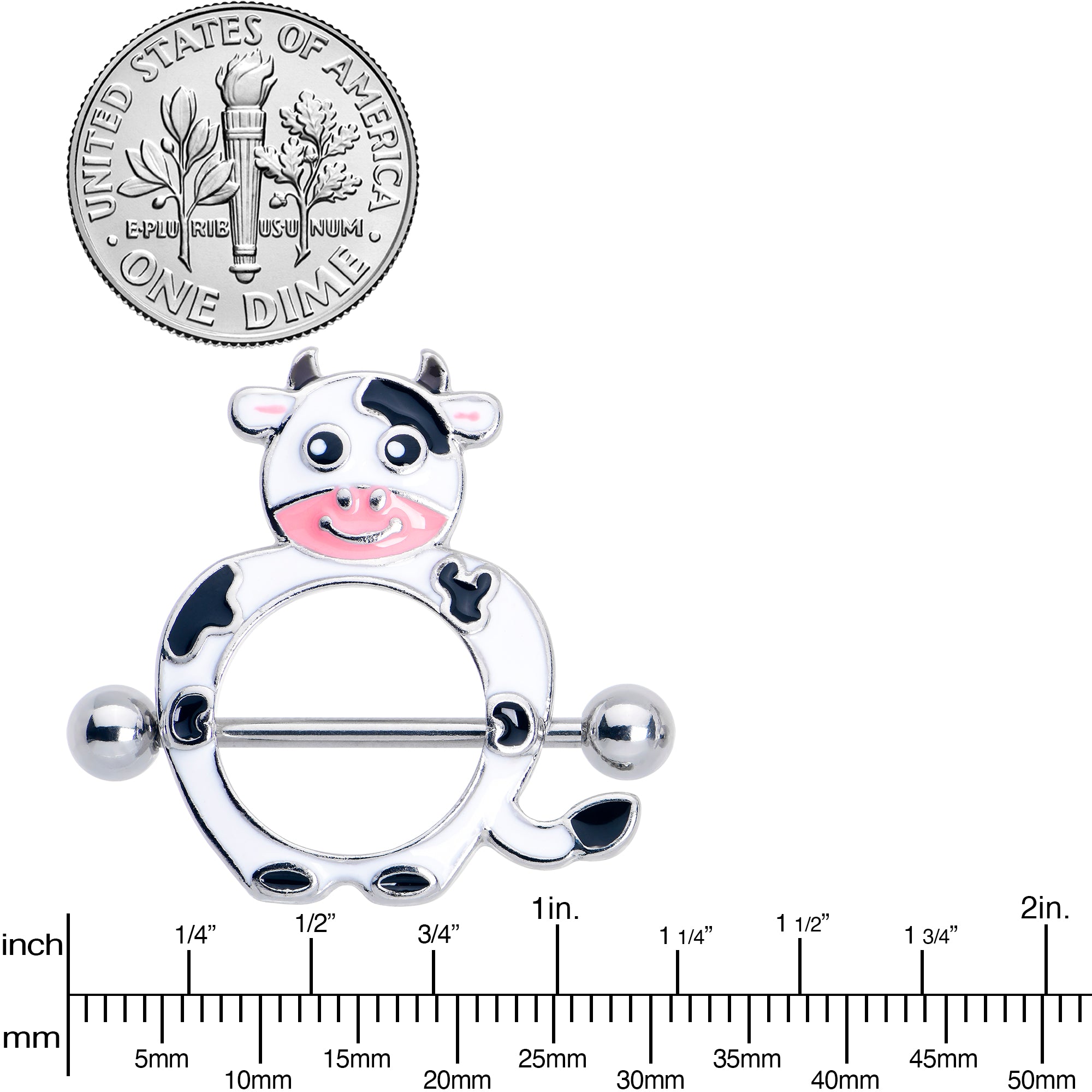 stainless steel moo cow nipple shield set, 14 gauge 9/16