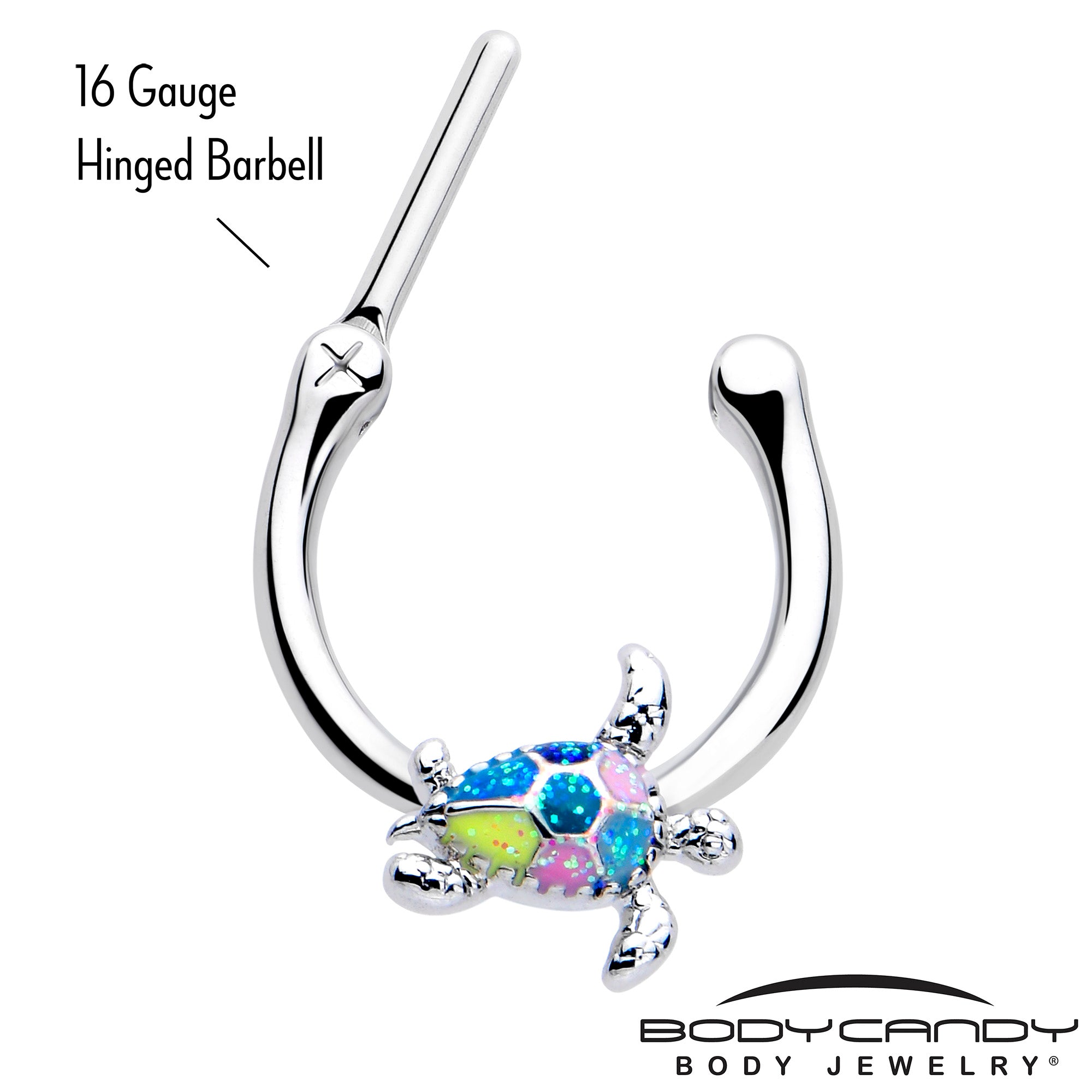 Stylish glitter turtle cartilage clicker for body piercings