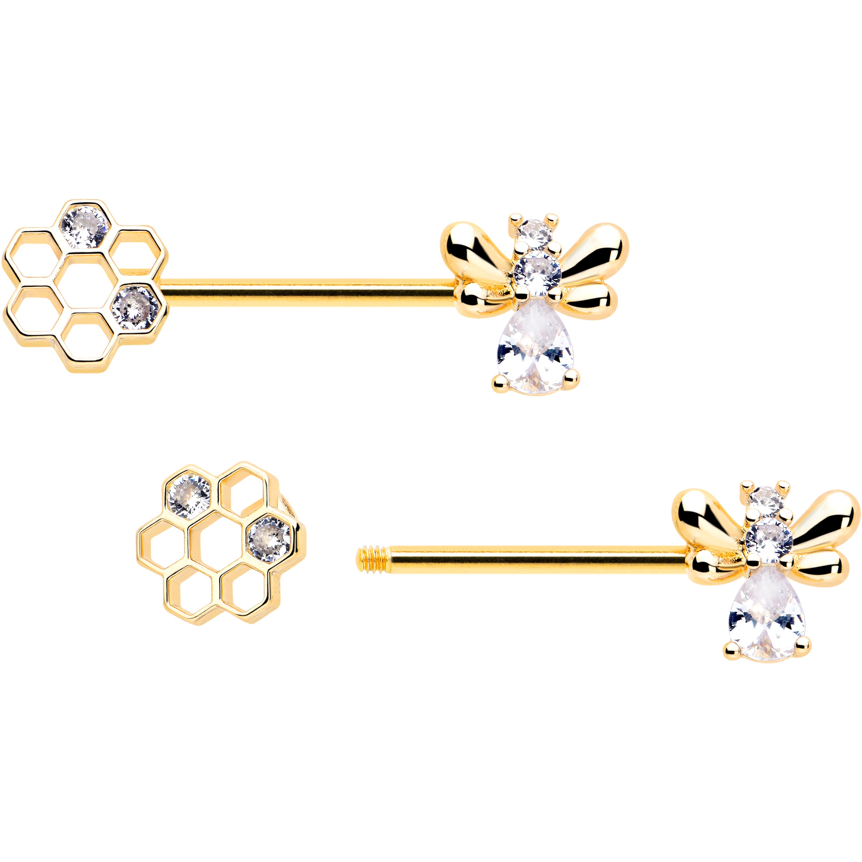 14 Gauge 9/16 Luv Barbell Nipple Ring Set