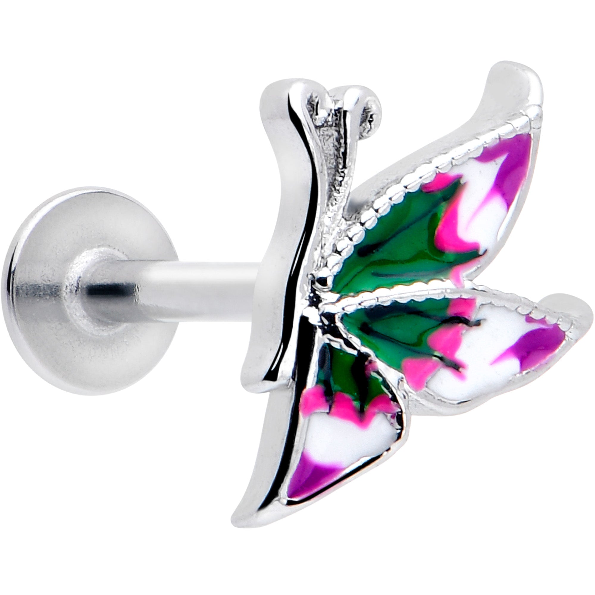 16 gauge butterfly labret for Monroe or tragus piercings