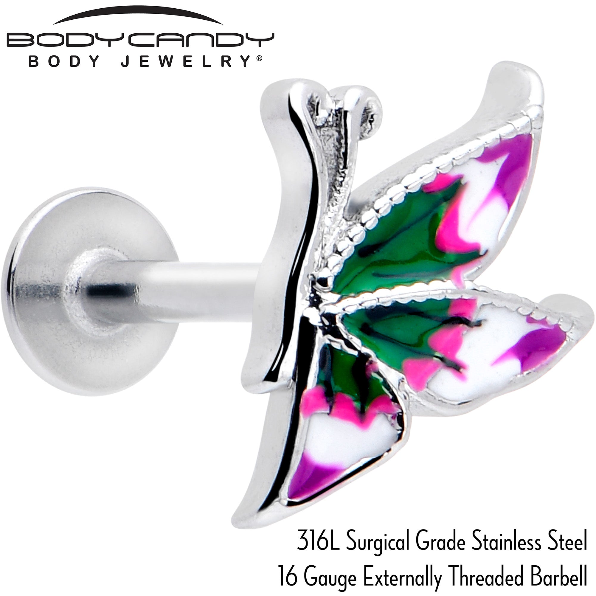 5/16 profile butterfly labret in stainless steel