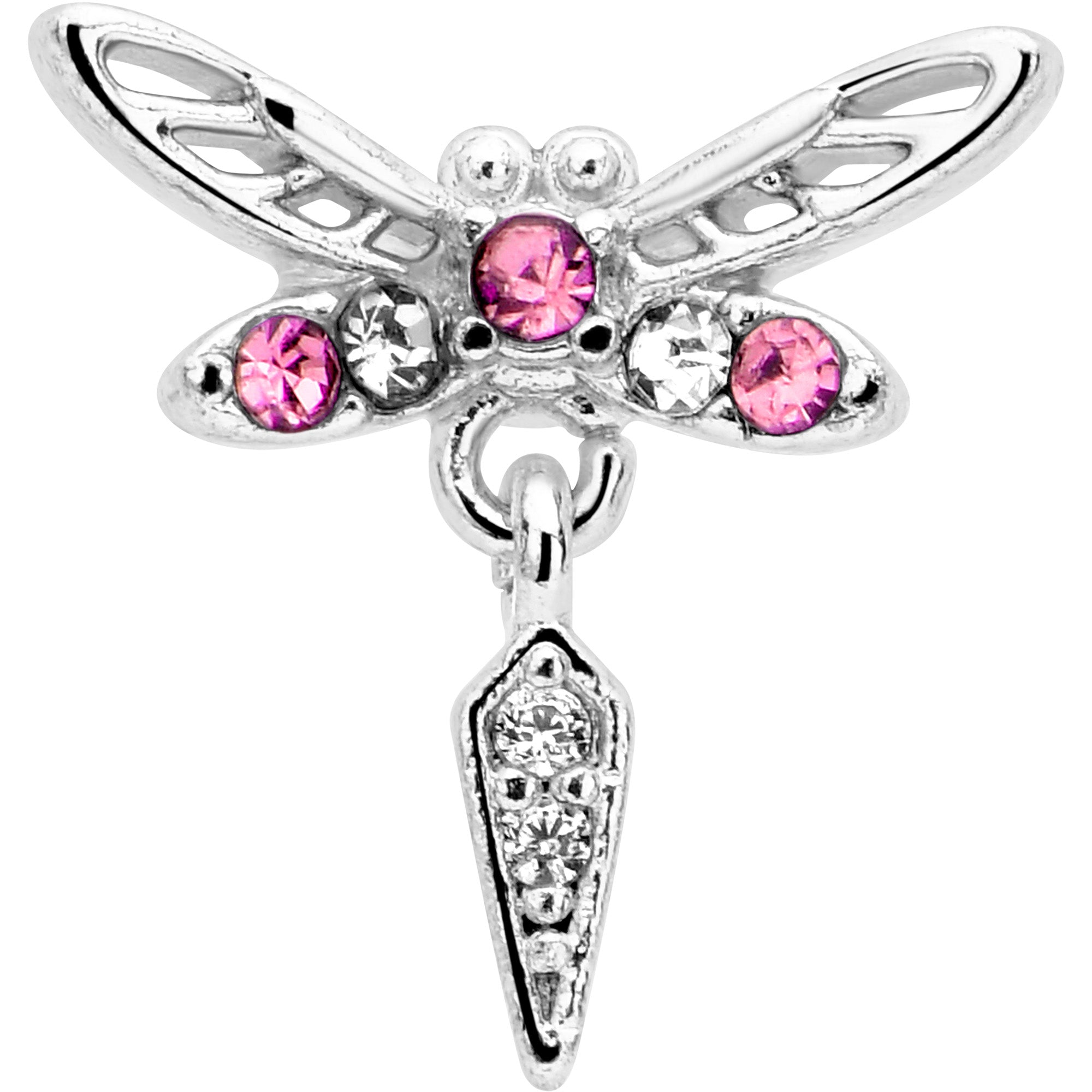 Swank Dragonfly Dangle Earring in Pink for Cartilage