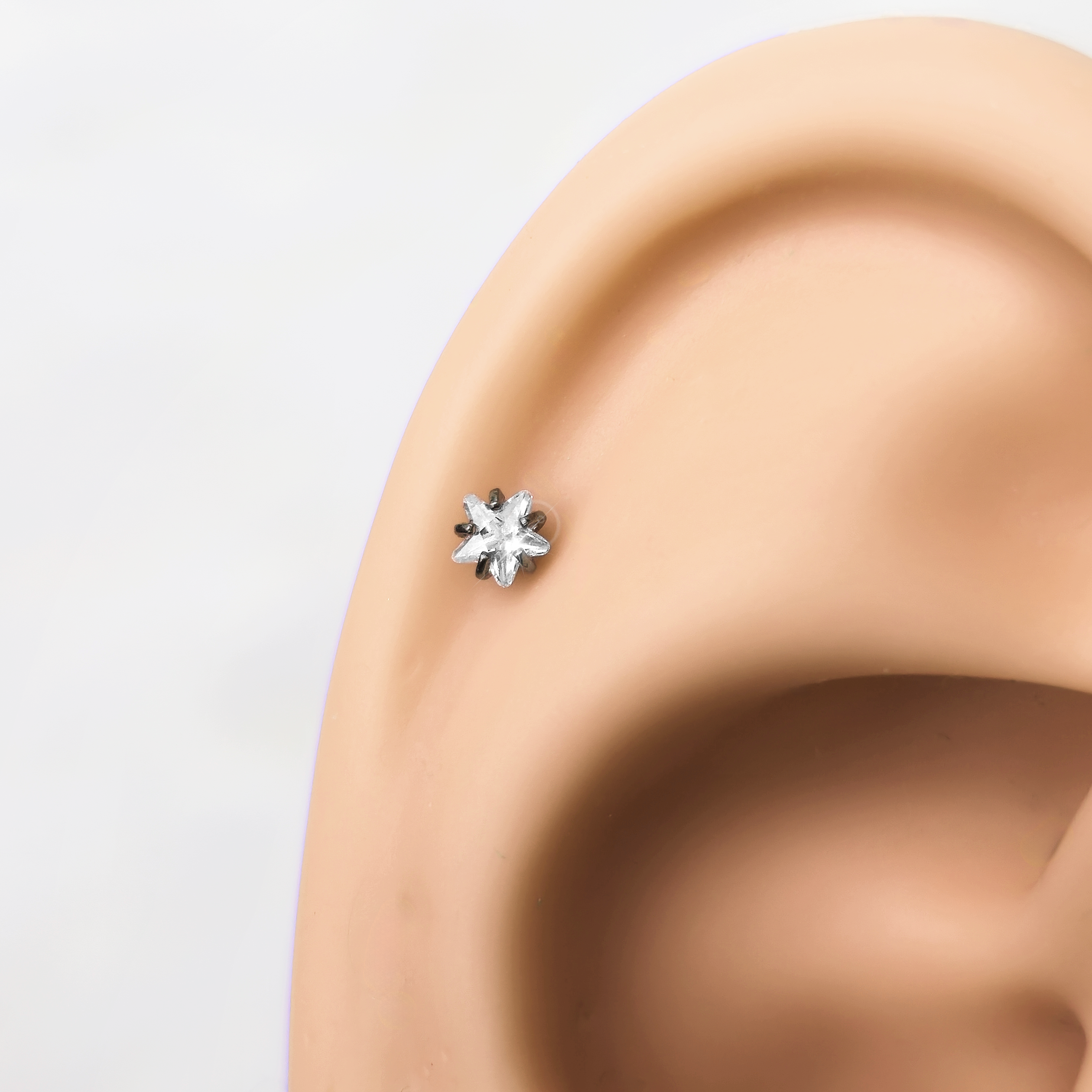 16 Gauge 5/16 3mm CZ Star Medical Grade Titanium Flat Back Earring