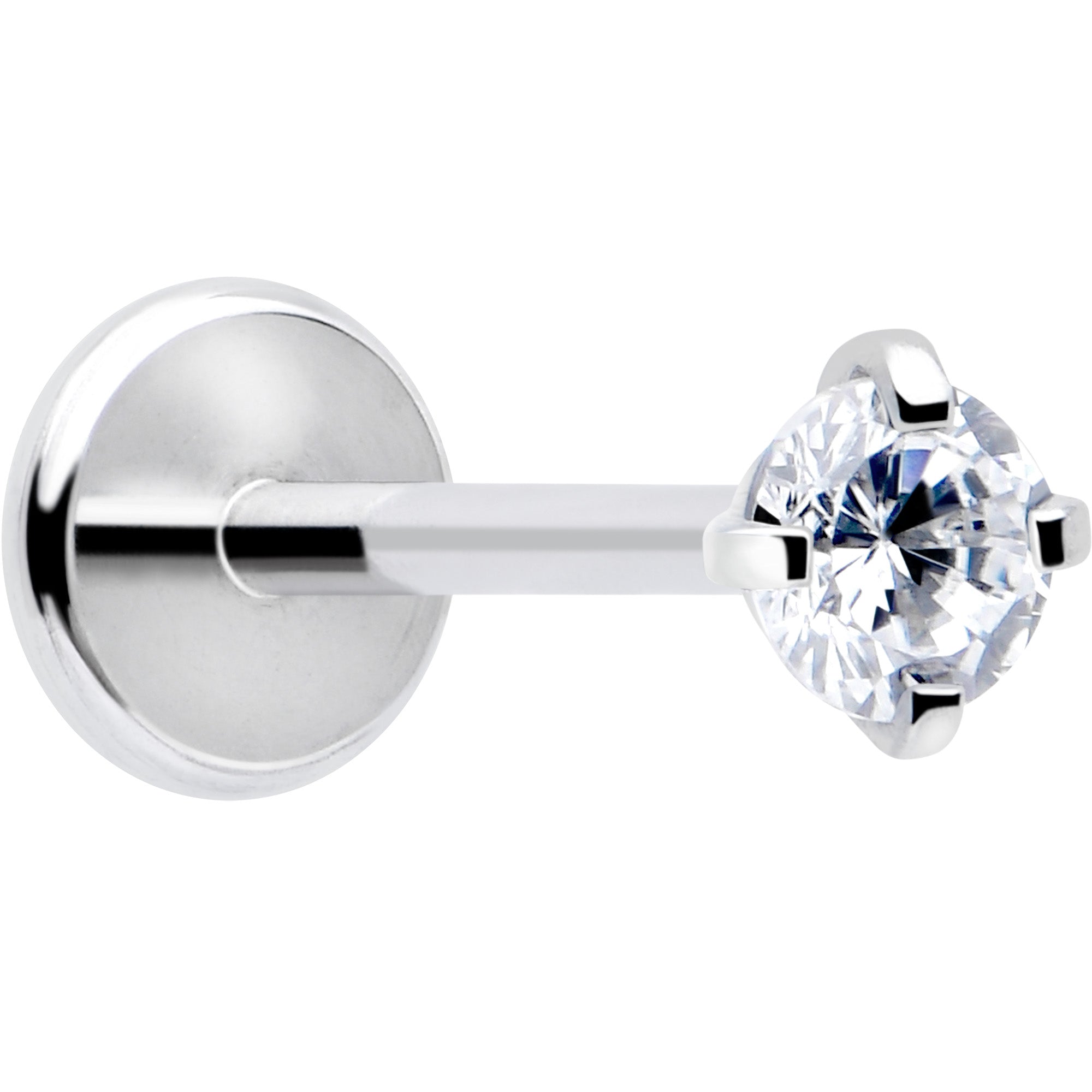 2.5mm Gem Flat Back Earring Threadless Push In Stud 20 Gauge