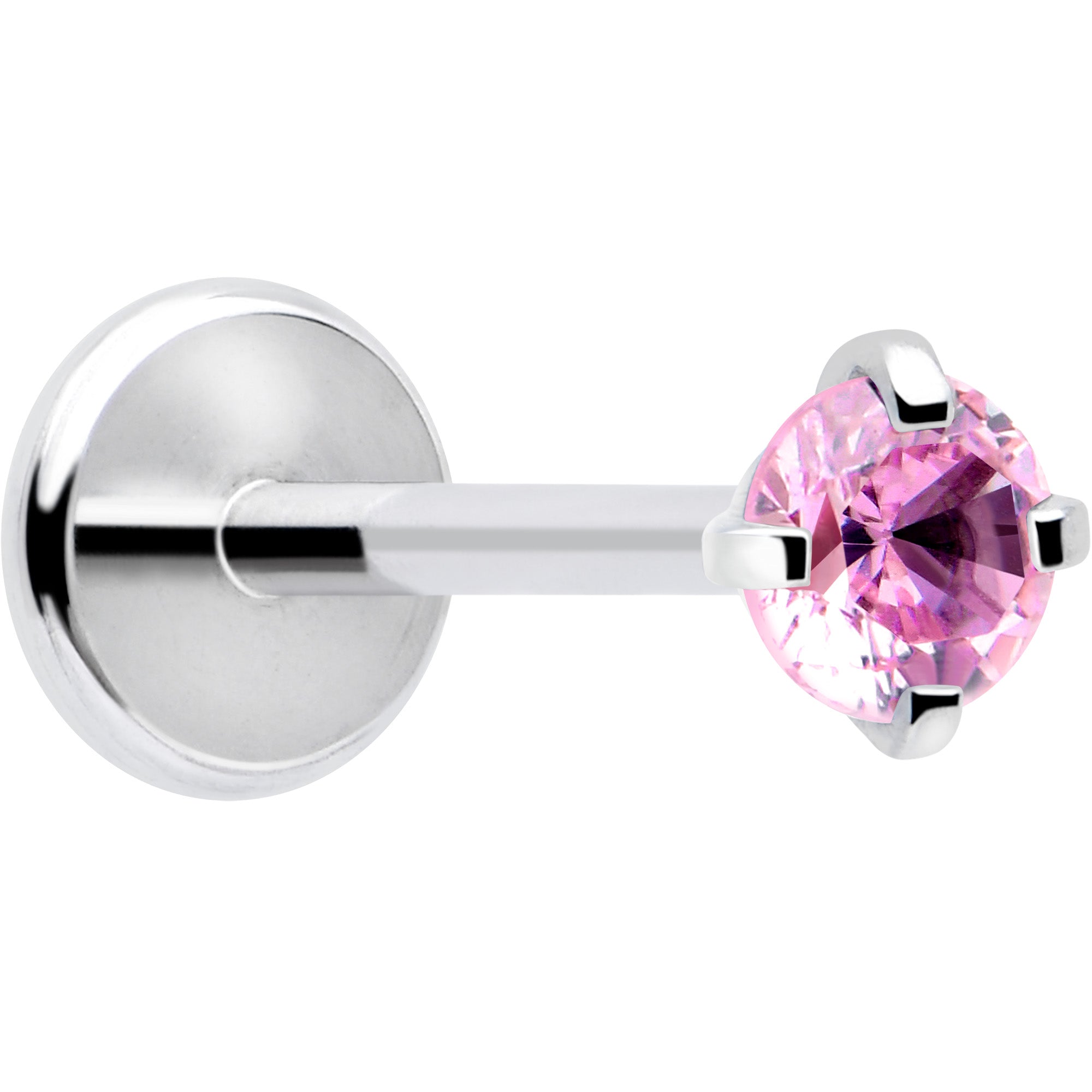 2.5mm Gem Flat Back Earring Threadless Push In Stud 20 Gauge