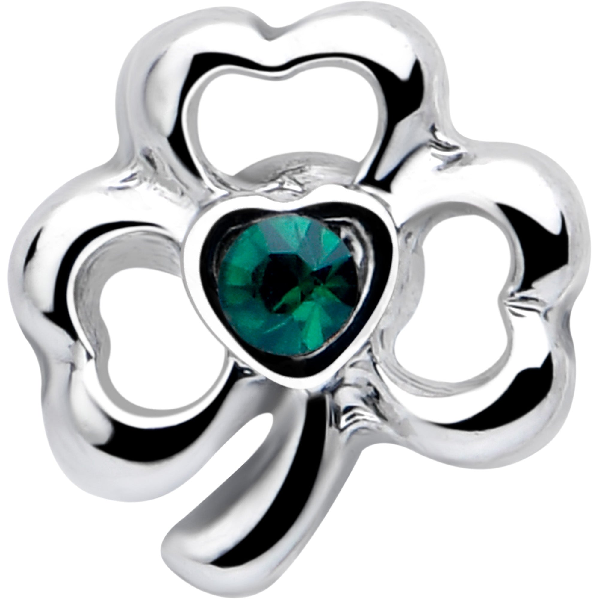 Green Gem Heart Shamrock St Patricks Cartilage Earring 16 Gauge