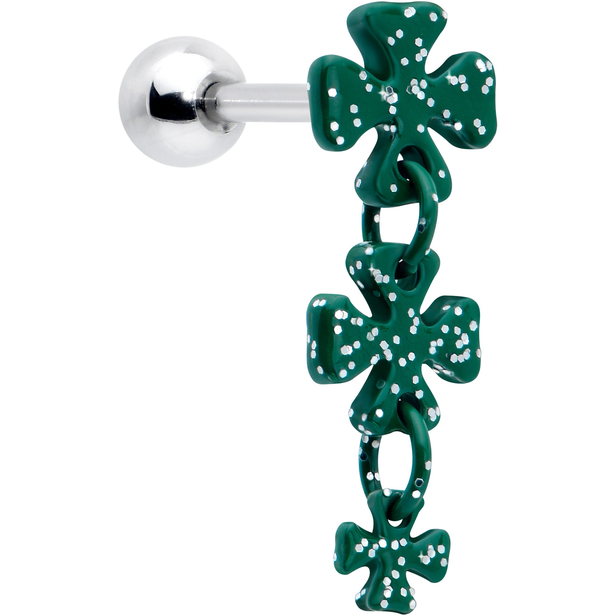 16 Gauge 5/16 Polka Dot Shamrock Dangle Cartilage Tragus Earring