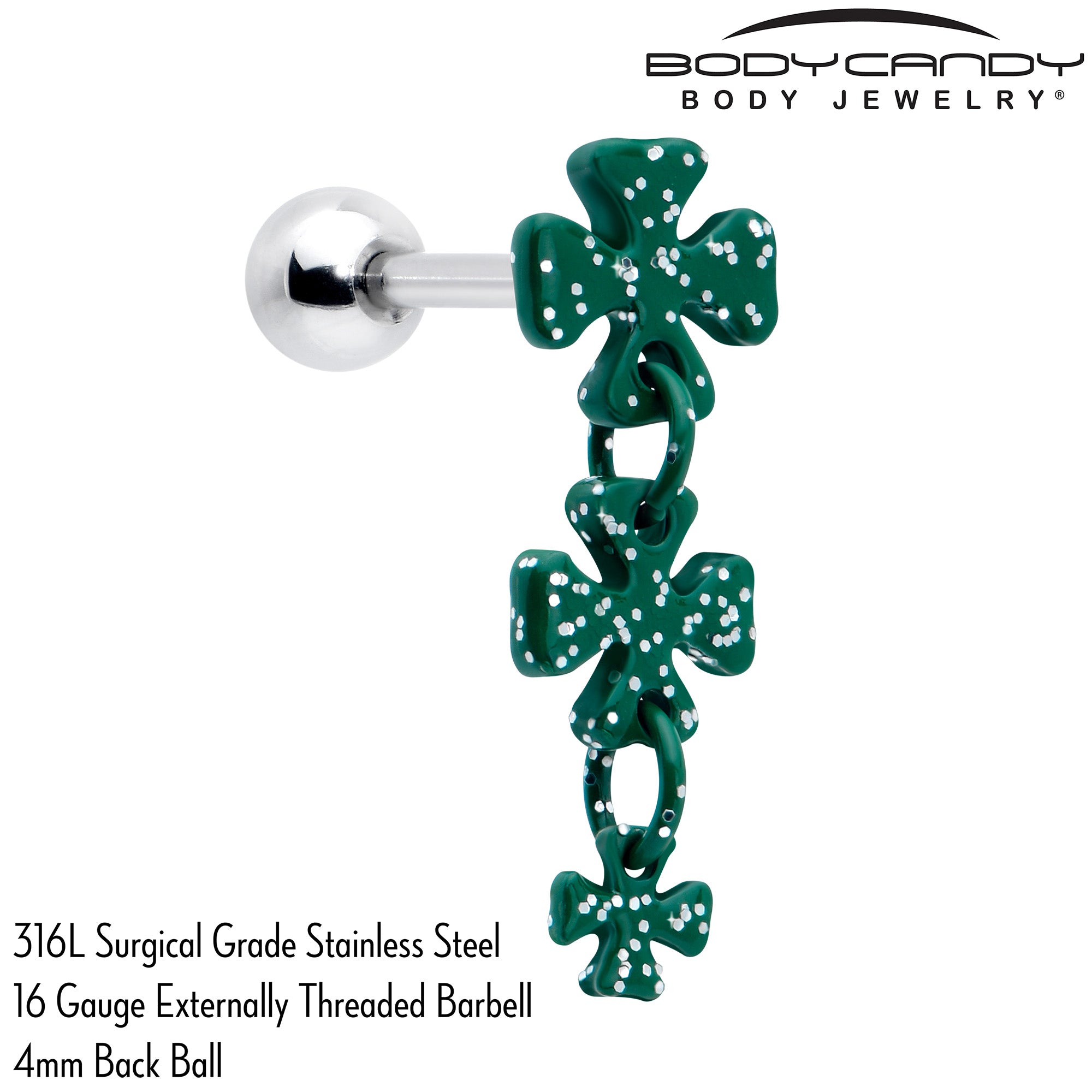 Polka Dot Shamrock Dangle Earring for Cartilage and Tragus